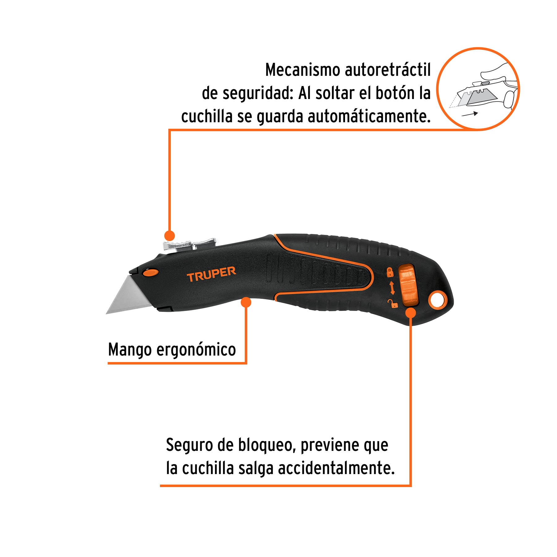 Navaja auto-retráctil de seguridad 7", TRUPER