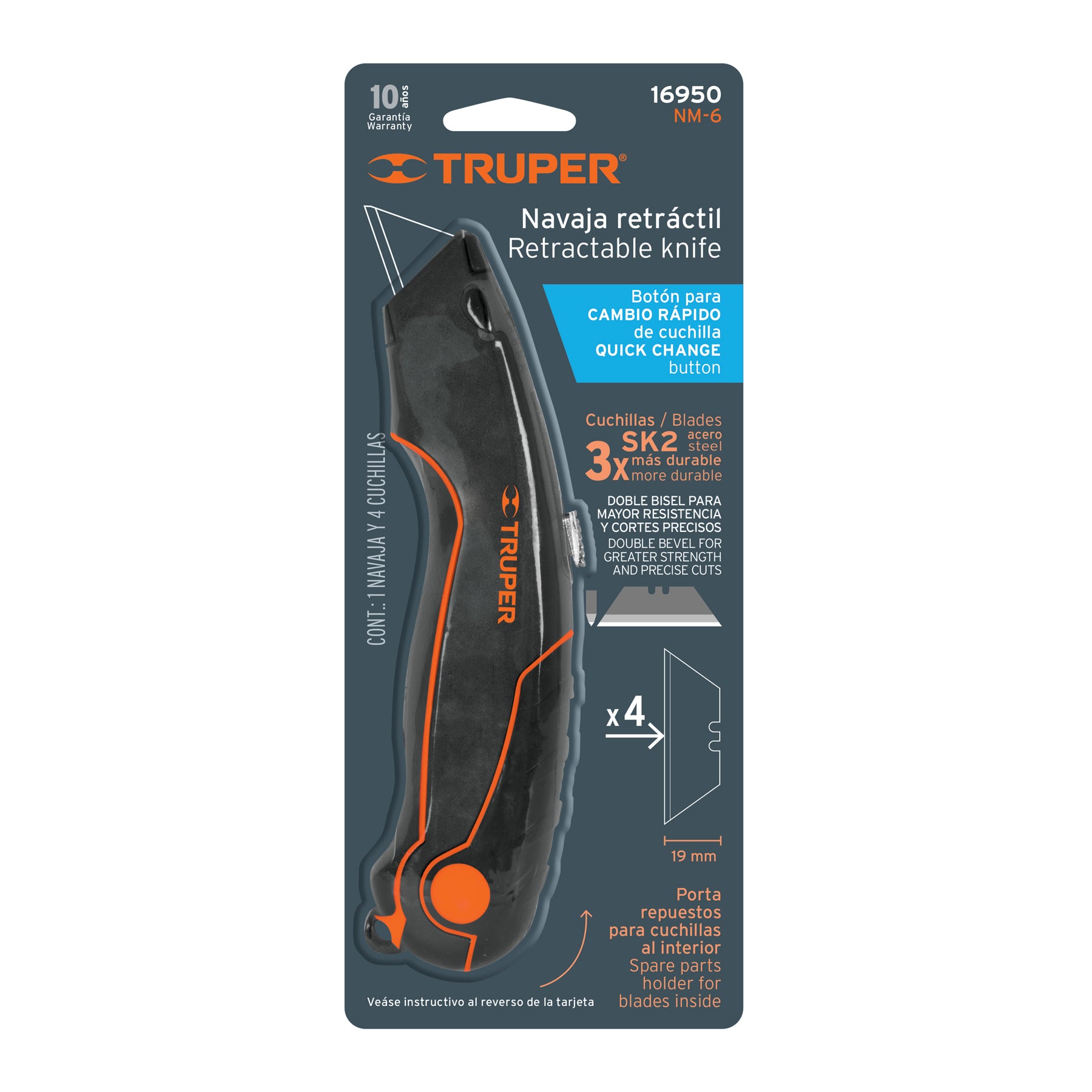 Navaja retráctil 7" cuerpo de aluminio, TRUPER
