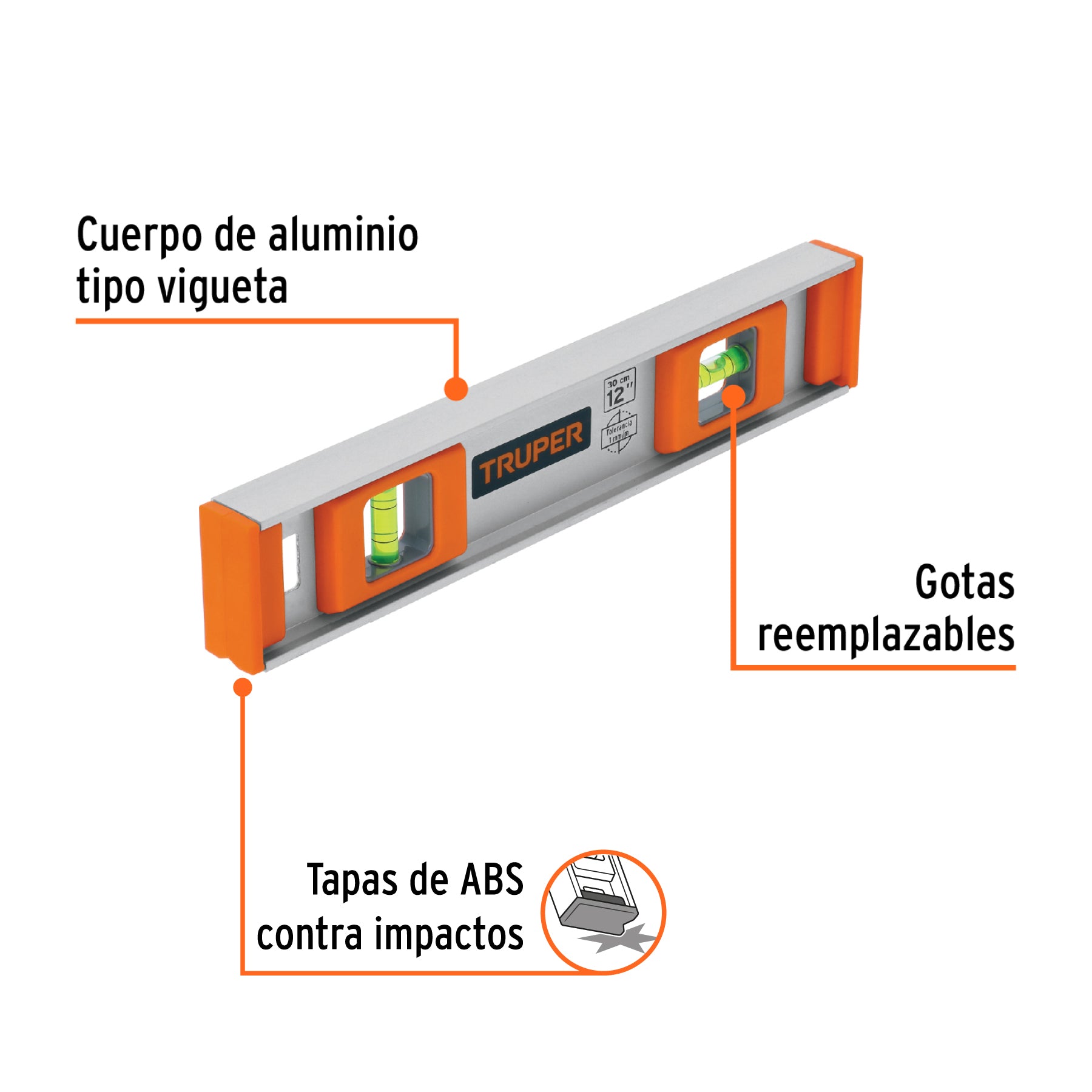 Nivel profesional de 12" con protección de ABS, TRUPER