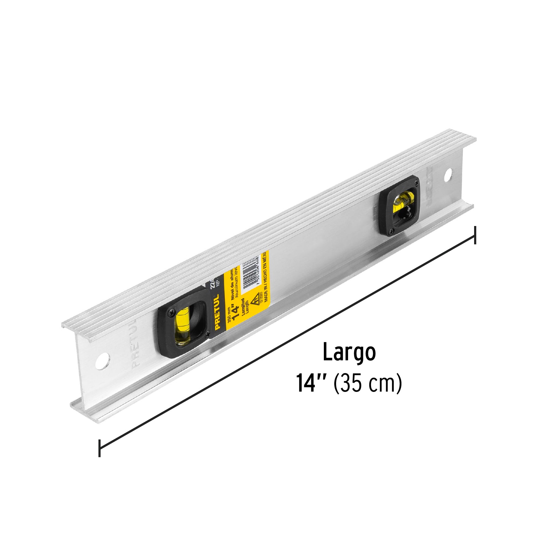 Nivel de 14" con cuerpo de aluminio, PRETUL