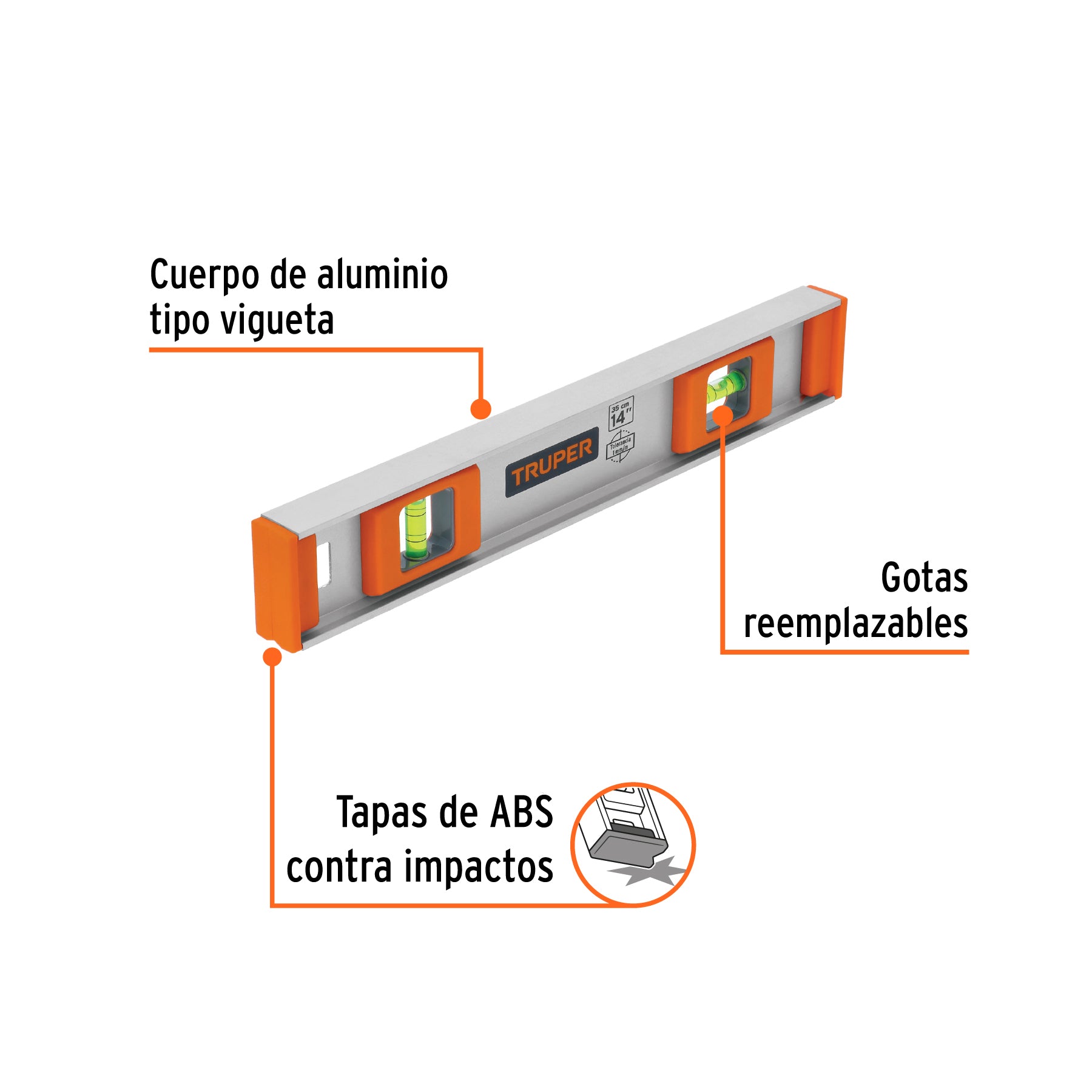 Nivel profesional de 14" con protección de ABS, TRUPER