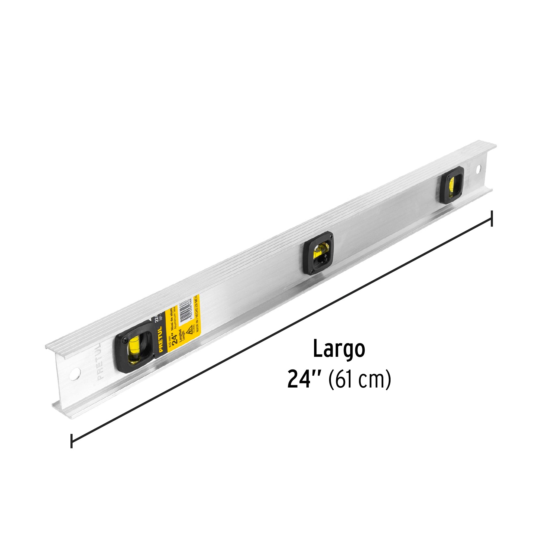 Nivel de 24" con cuerpo de aluminio, PRETUL