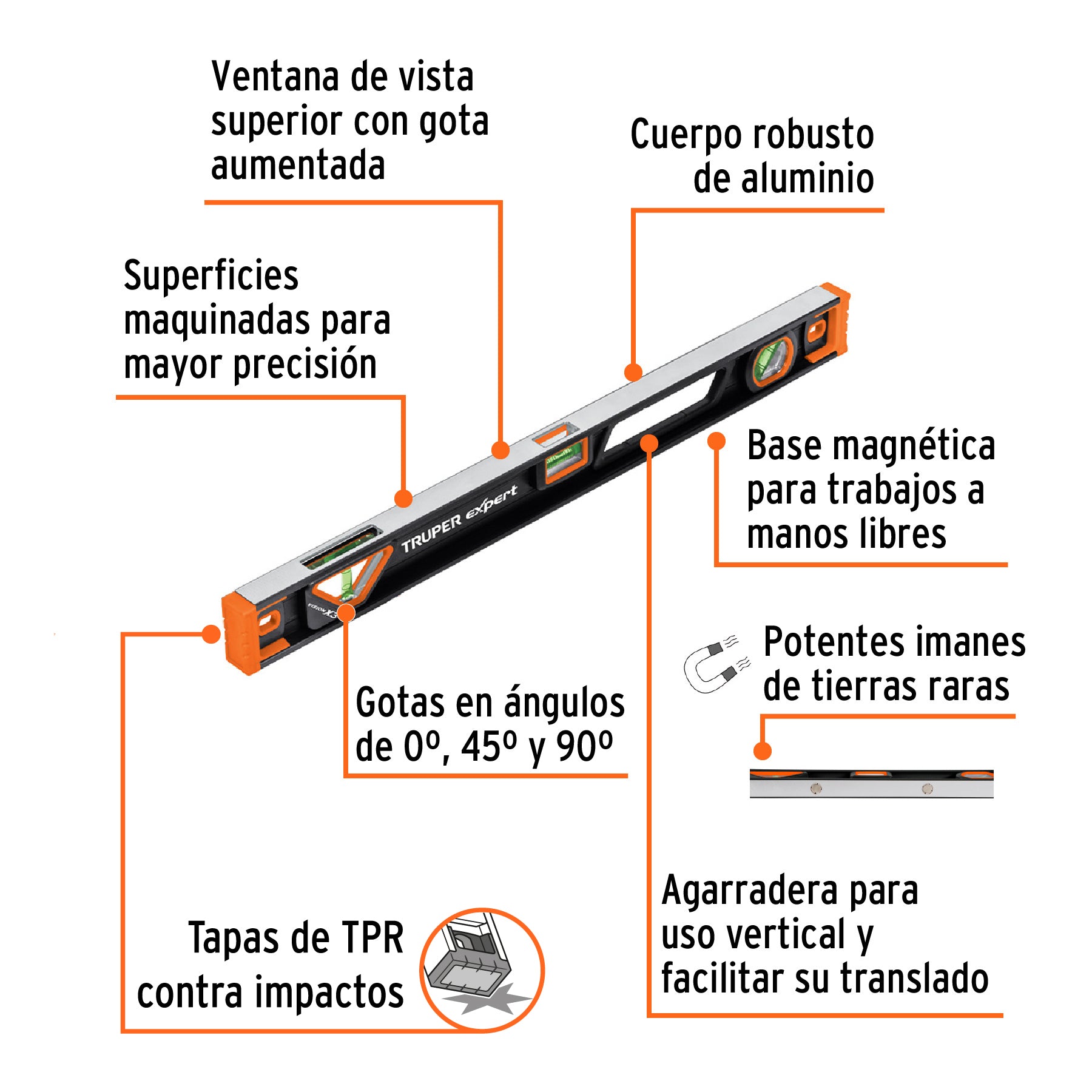 Nivel profesional magnético de 24", protección TPR, EXPERT