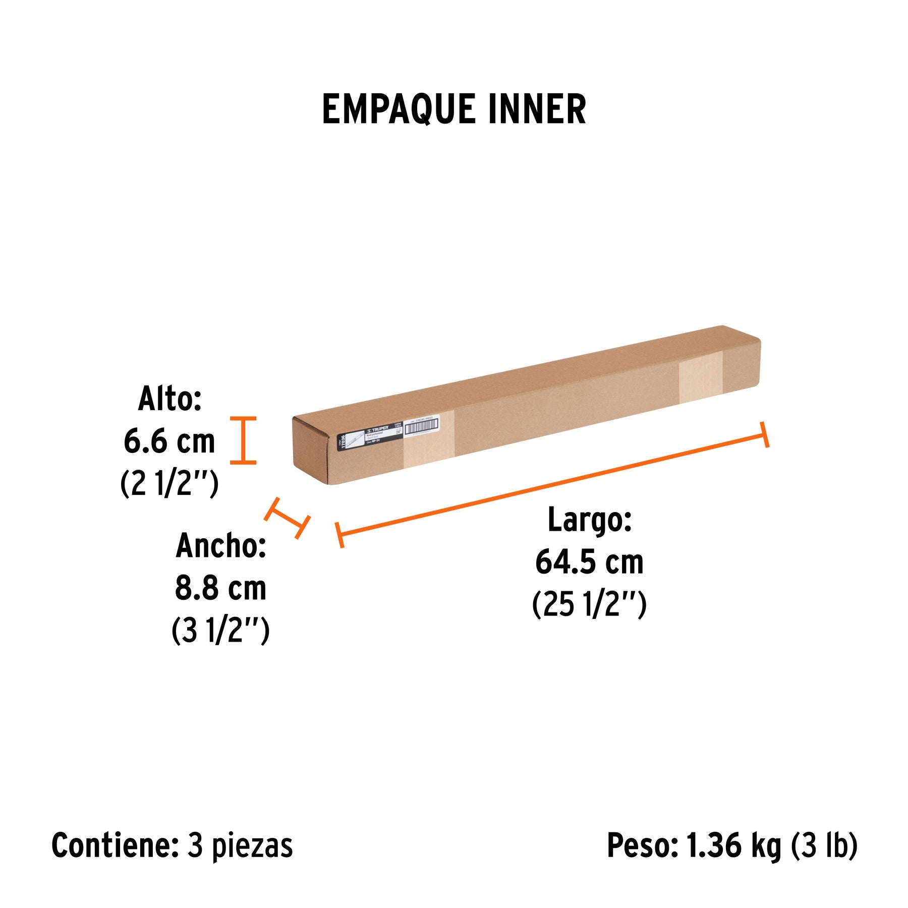 Nivel profesional de 24" con protección de ABS, TRUPER - Empaque