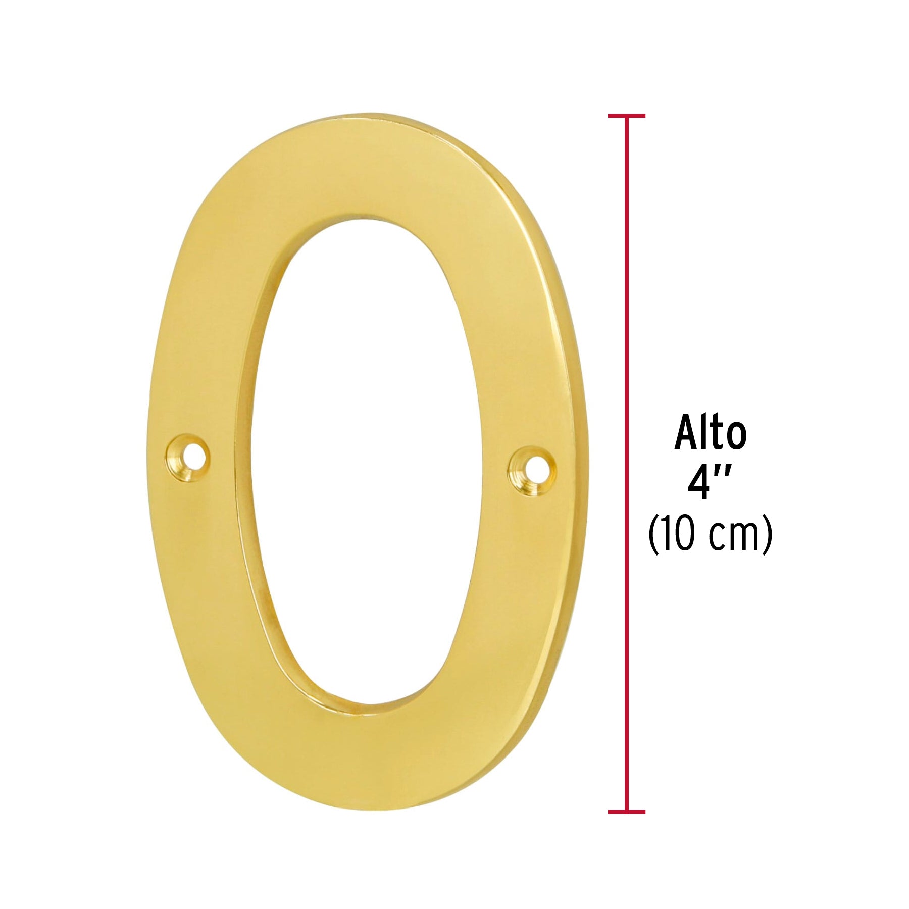 Número 0 de latón sólido 4", latón brillante, HERMEX