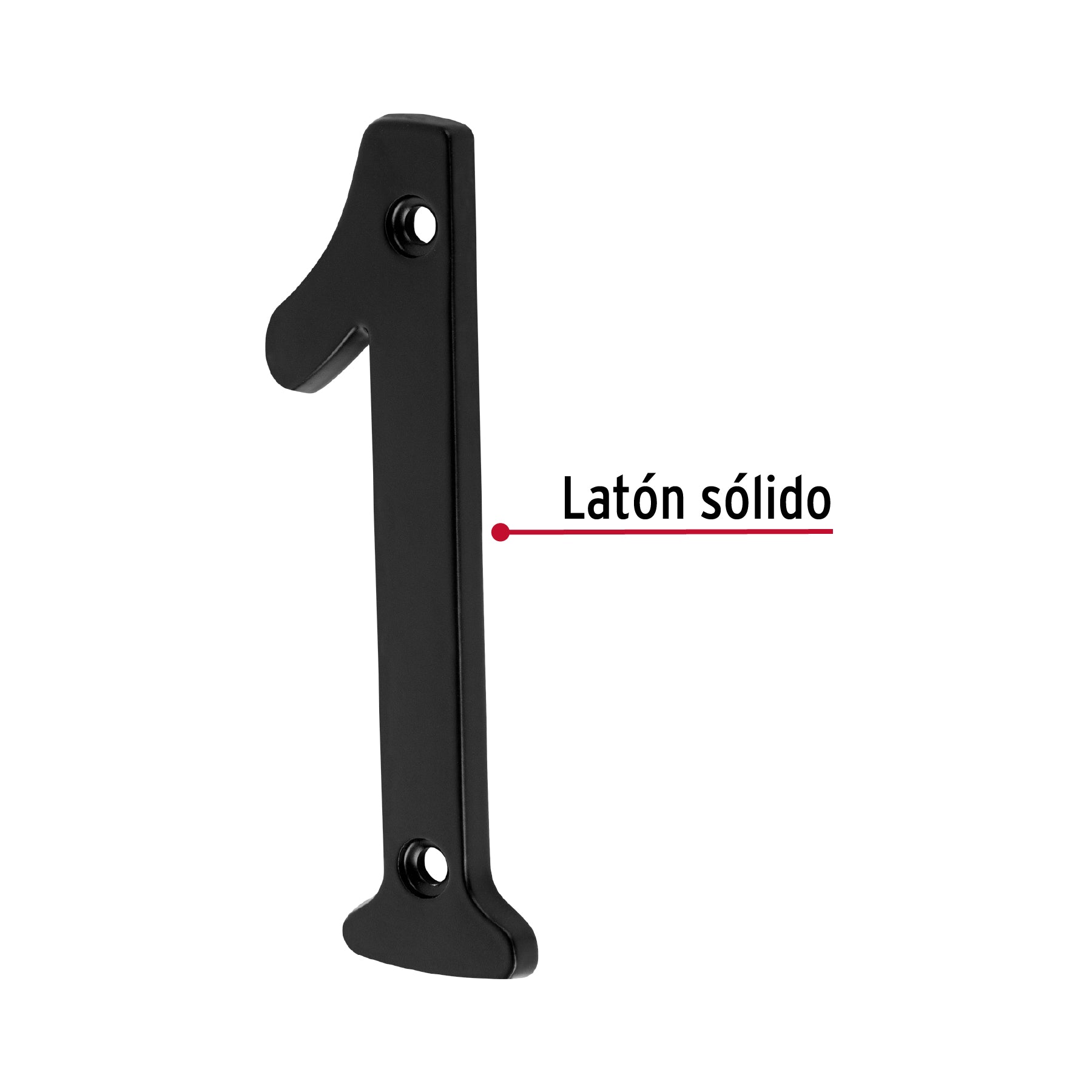Número 1 de latón sólido 4", negro, HERMEX