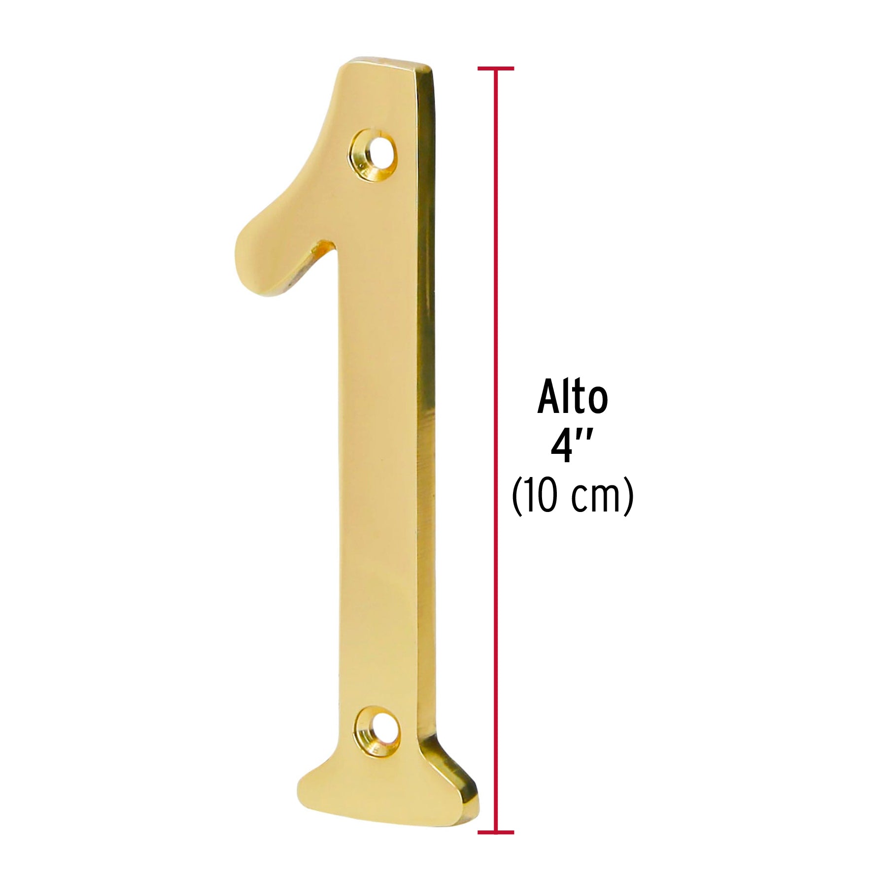 Número 1 de latón sólido 4", latón brillante, HERMEX