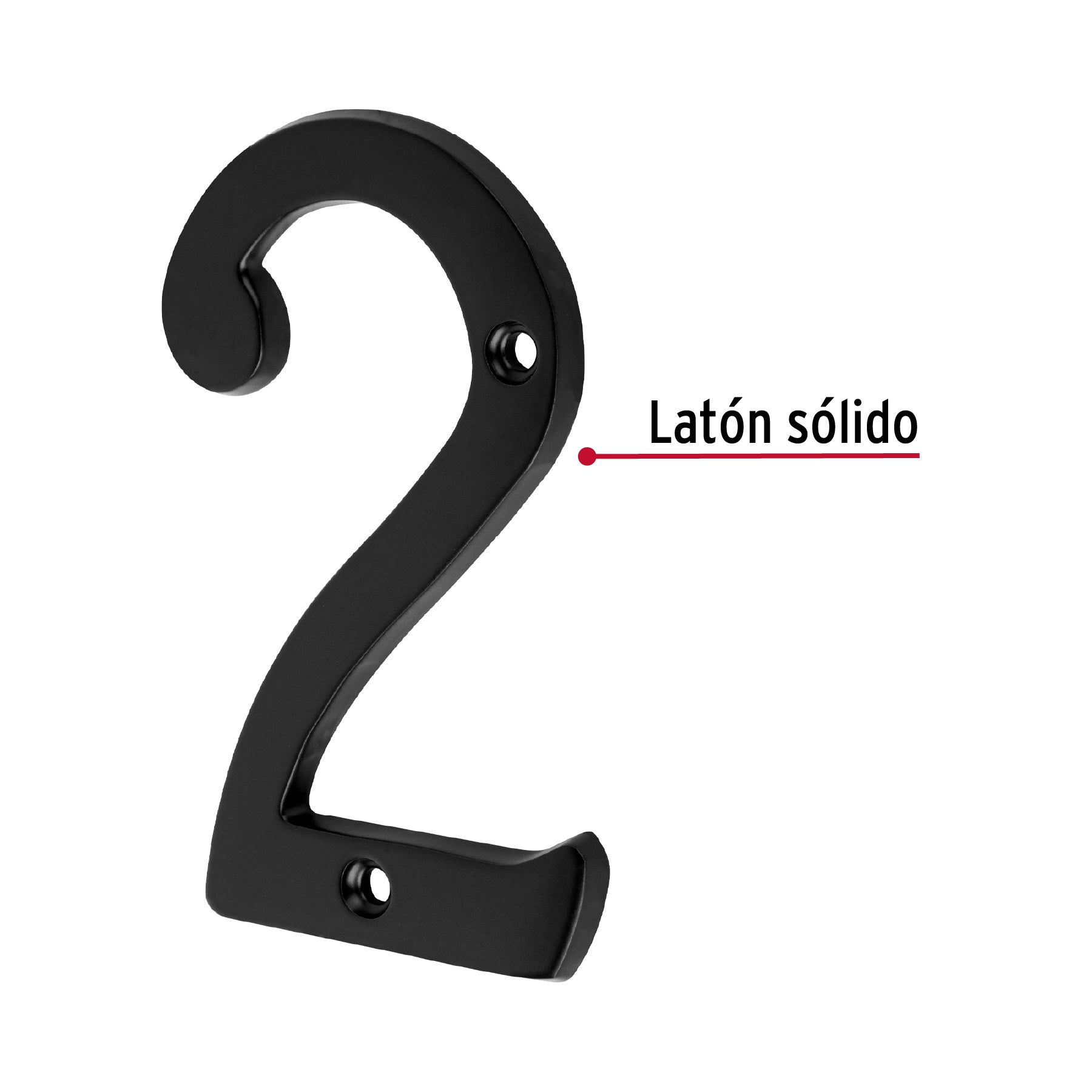 Número 2 de latón sólido 4", negro, HERMEX