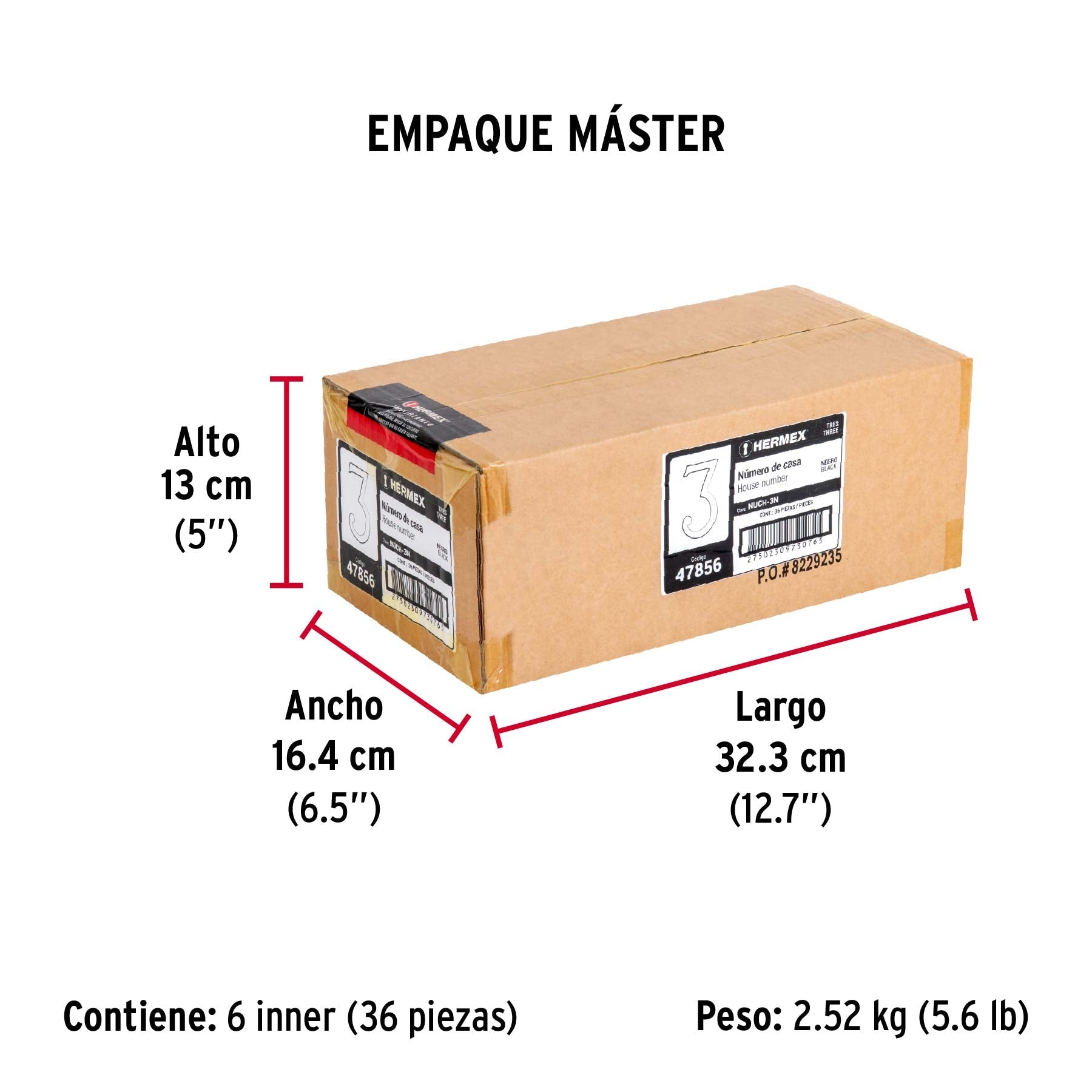 Número 3 de latón sólido 4", negro, HERMEX - Empaque