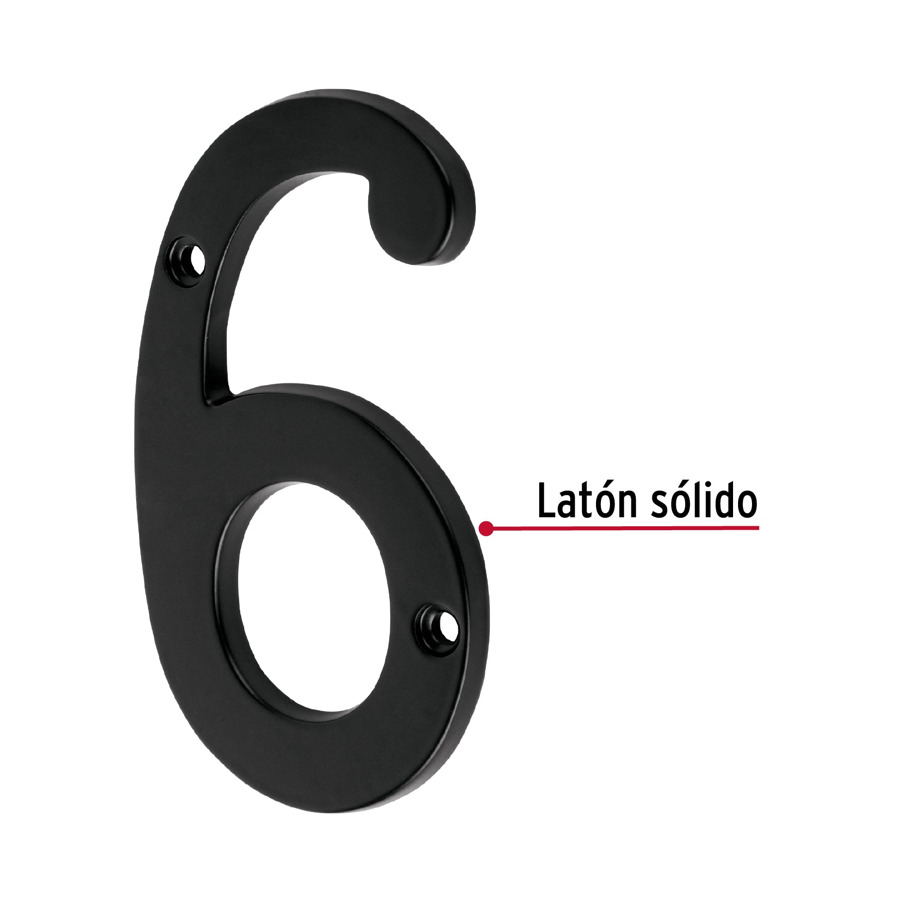 Número 6 de latón sólido 4", negro, HERMEX