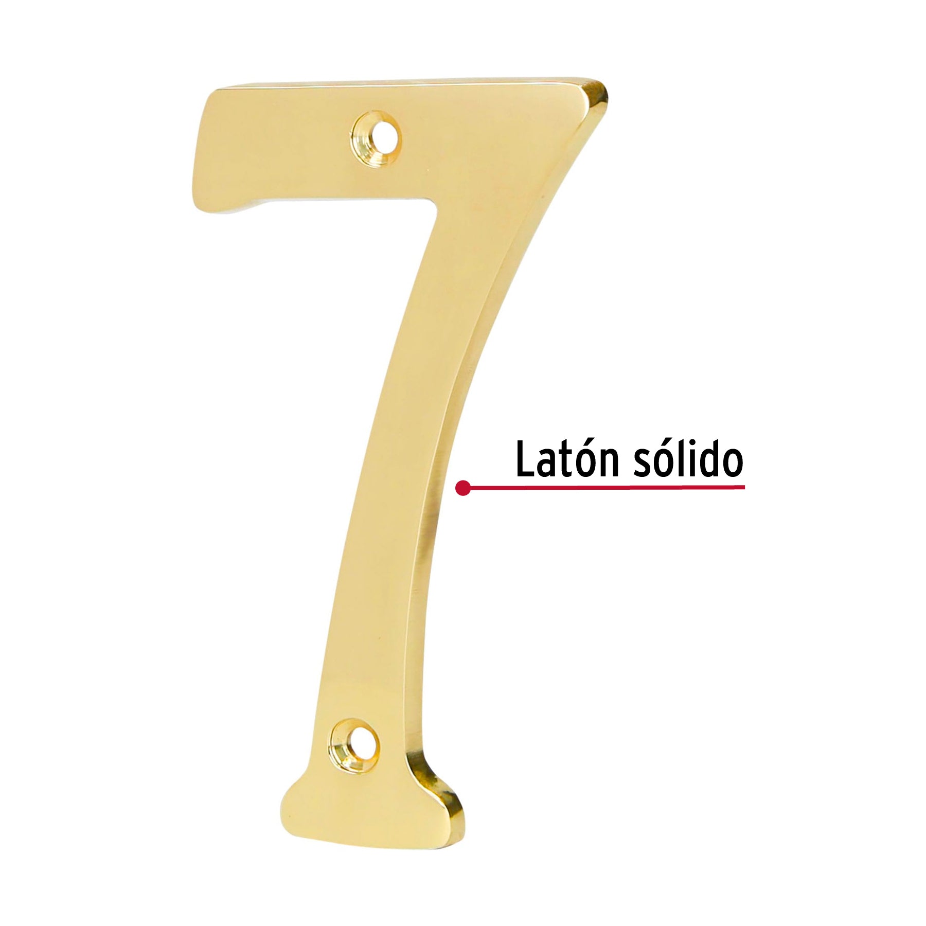 Número 7 de latón sólido 4", latón brillante, HERMEX