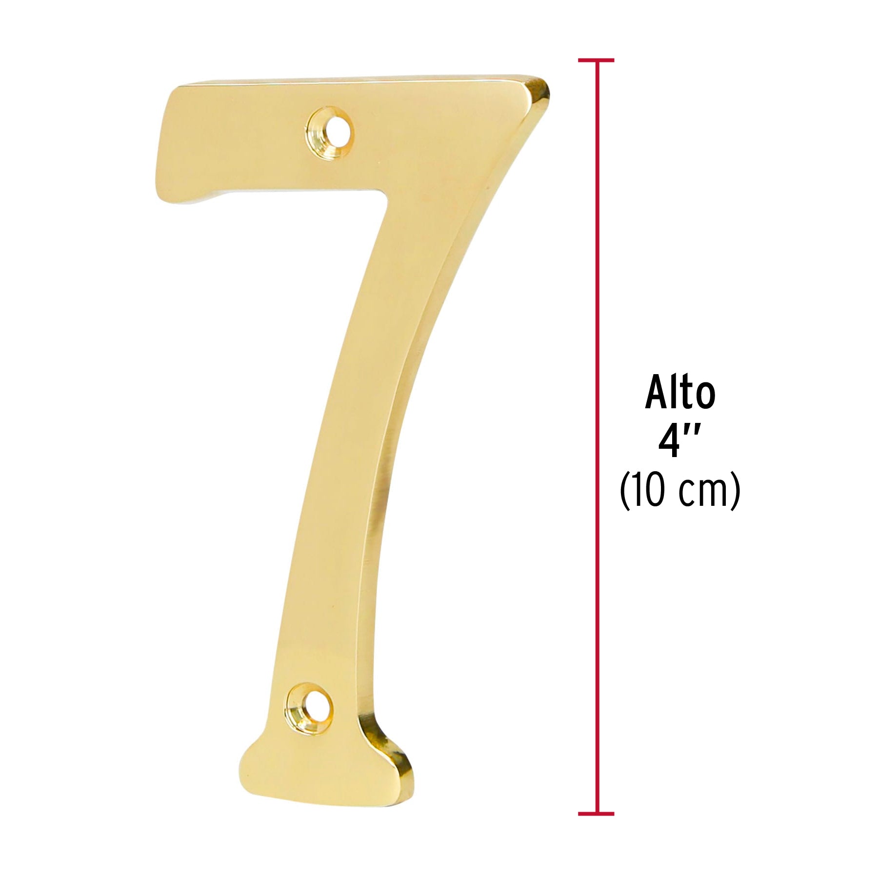 Número 7 de latón sólido 4", latón brillante, HERMEX