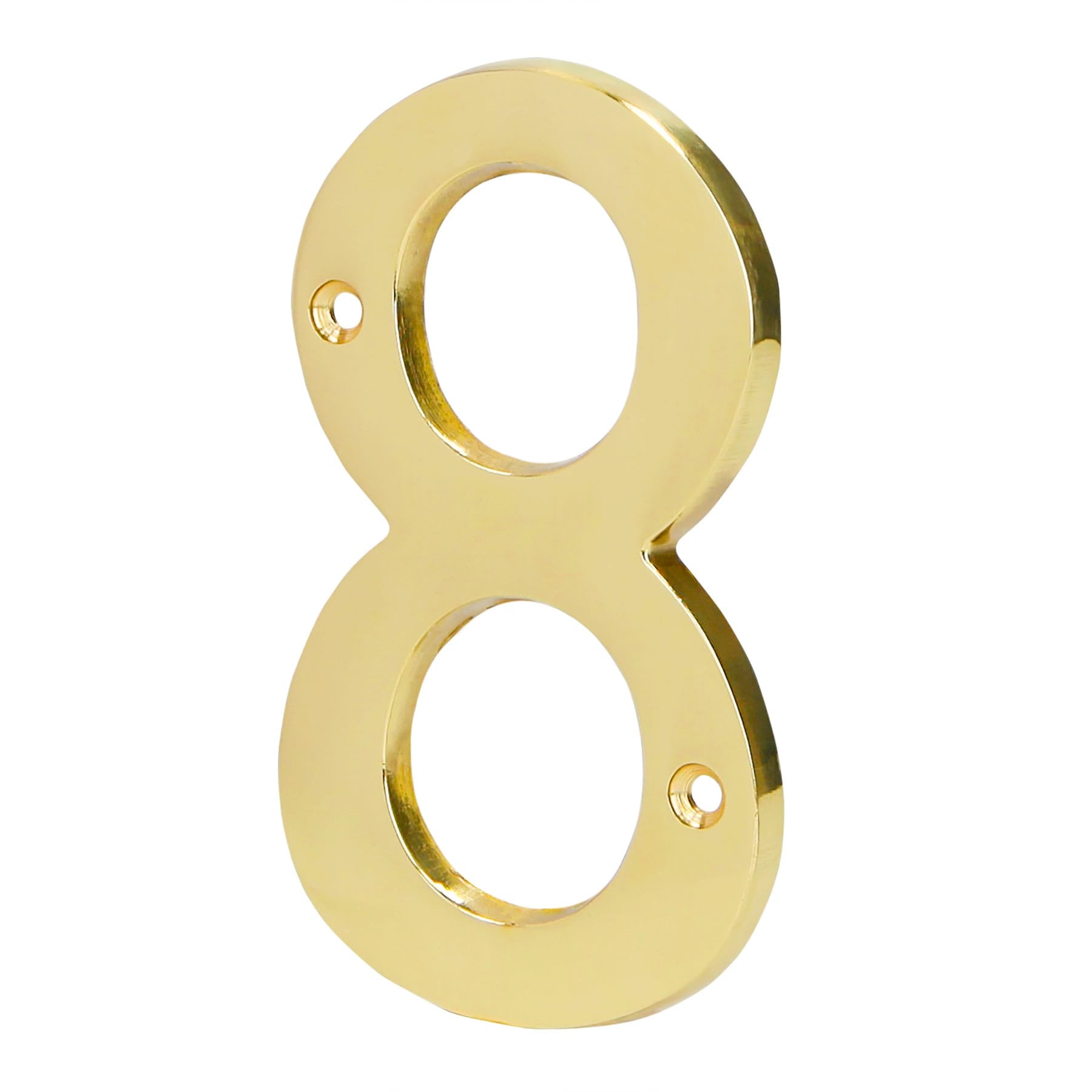 Número 8 de latón sólido 4", latón brillante, HERMEX