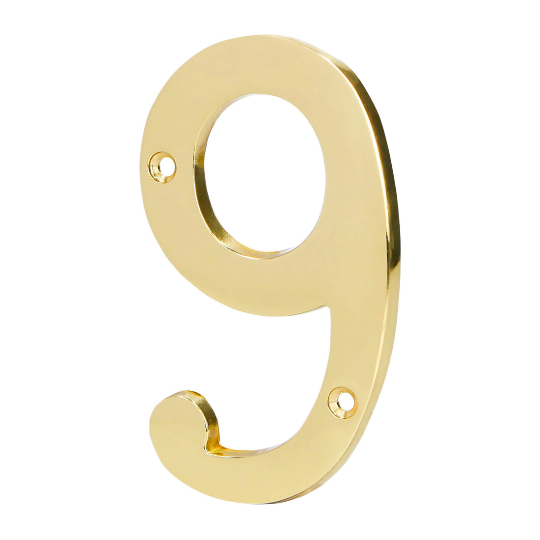 Número 9 de latón sólido 4", latón brillante, HERMEX