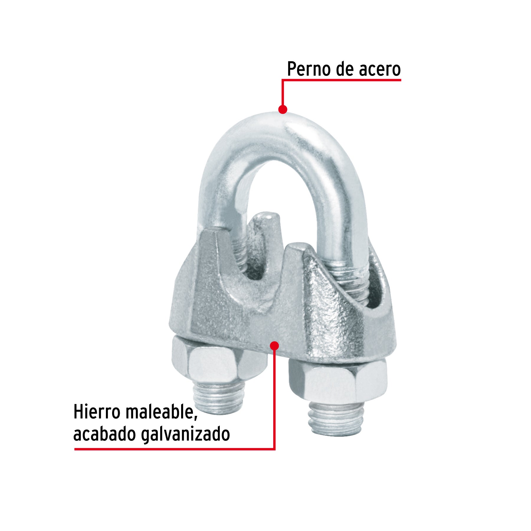 Blíster c/1 nudo (perro) de hierro p/cable de 1/2", FIERO