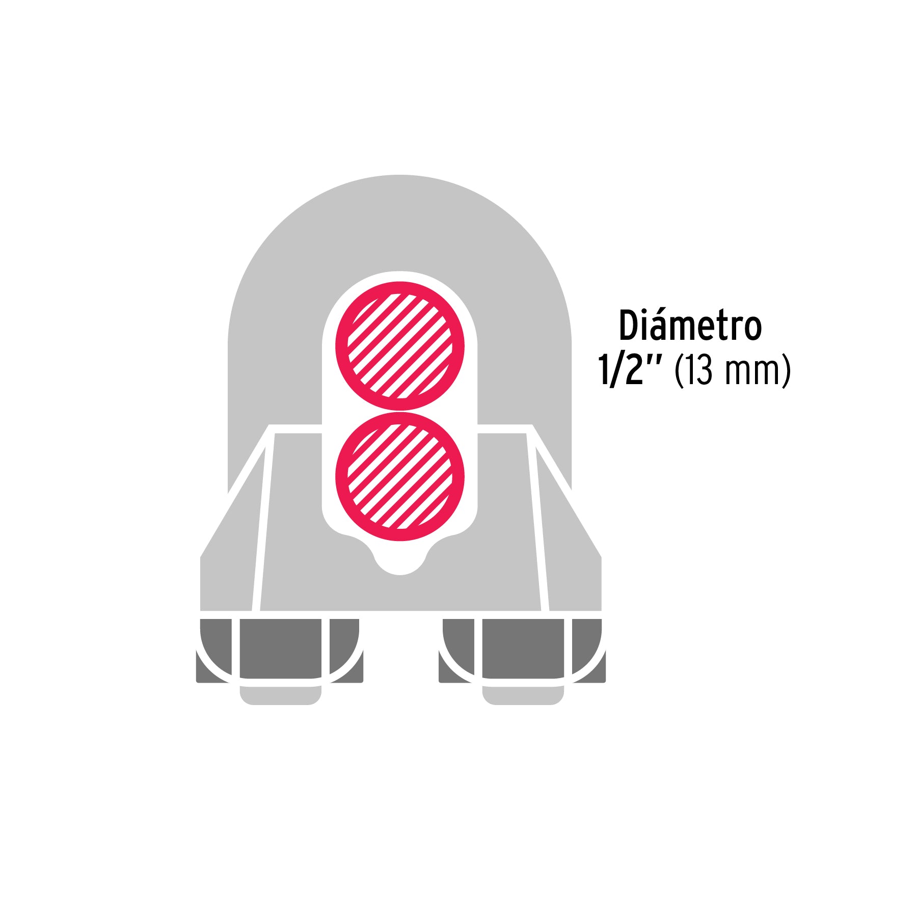 Blíster c/1 nudo (perro) de hierro p/cable de 1/2", FIERO