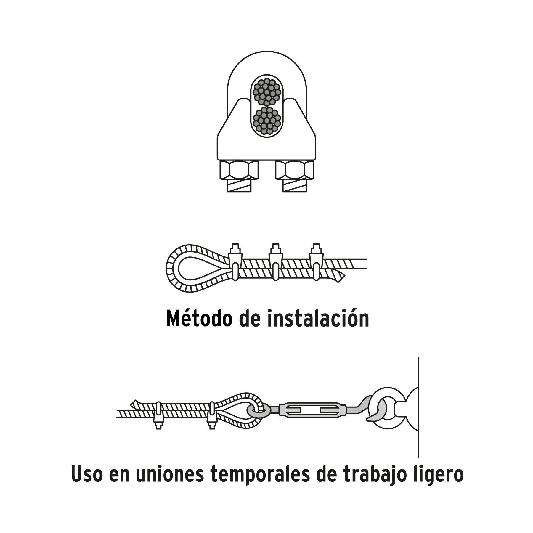Blíster c/1 nudo (perro) de hierro p/cable de 1/2", FIERO