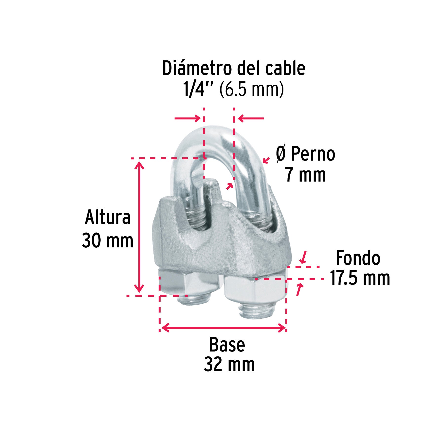 Bolsa c/40 nudos (perros) de hierro p/cable de 1/4", FIERO