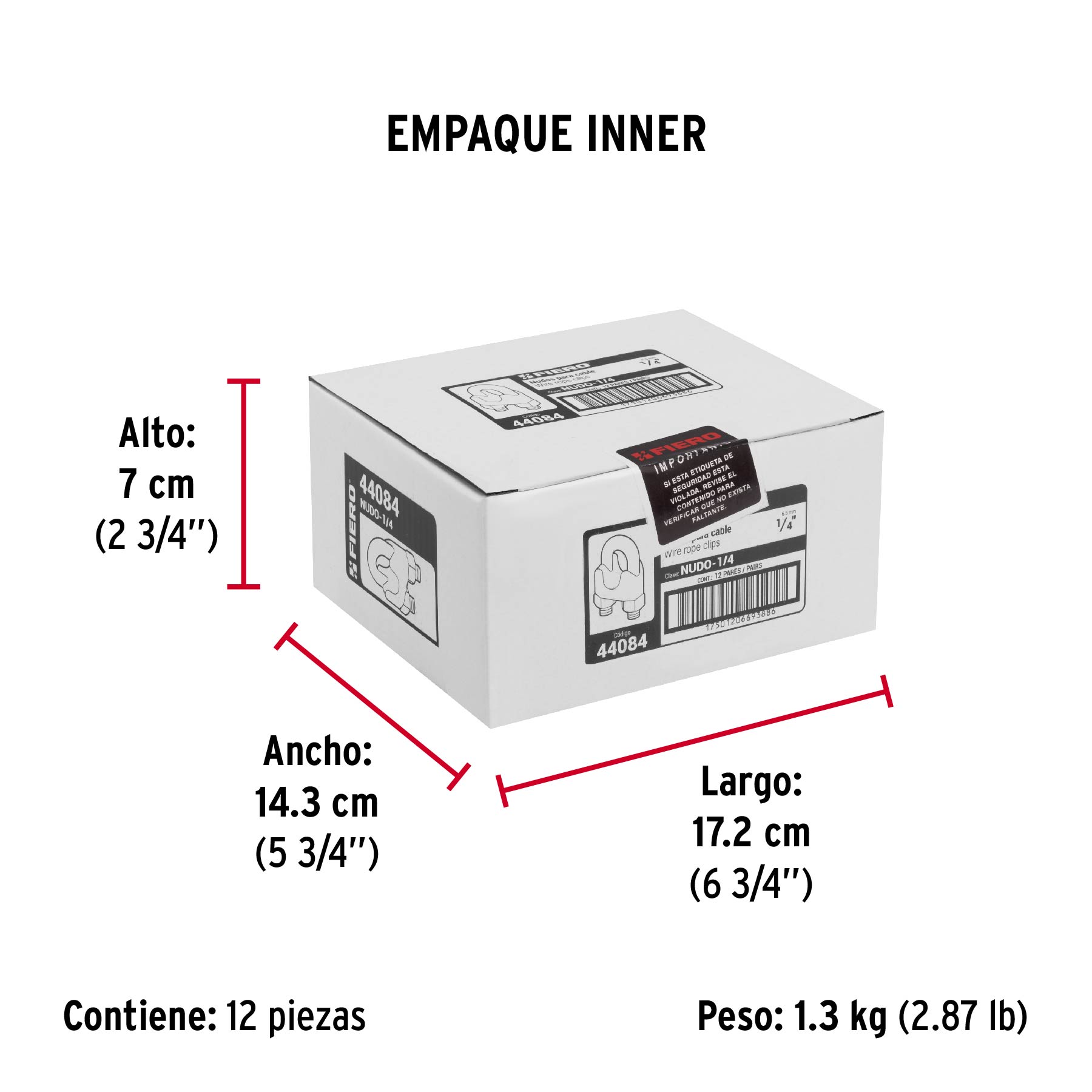 Blíster c/2 nudos (perros) de hierro p/cable de 1/4", FIERO - Empaque