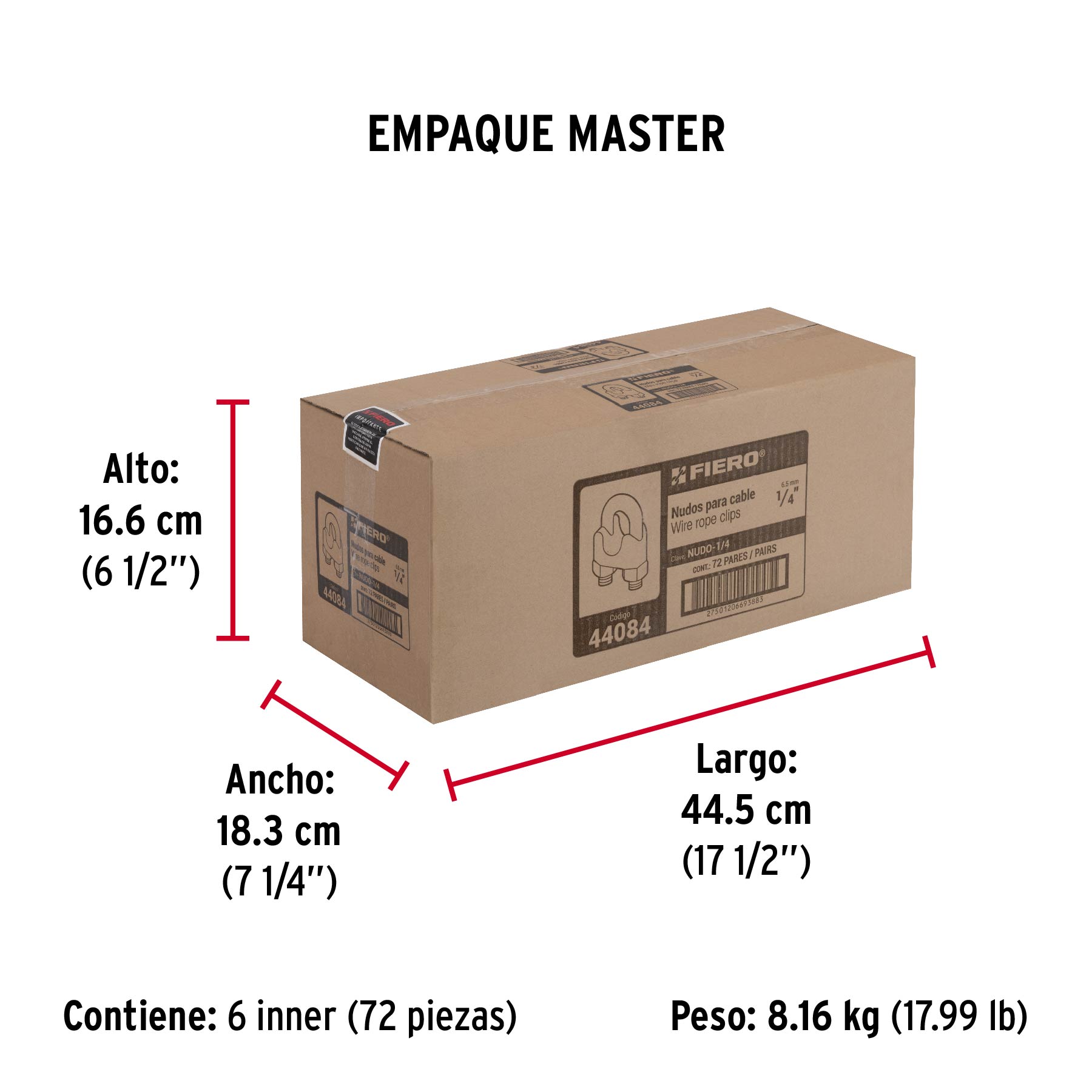 Blíster c/2 nudos (perros) de hierro p/cable de 1/4", FIERO - Empaque
