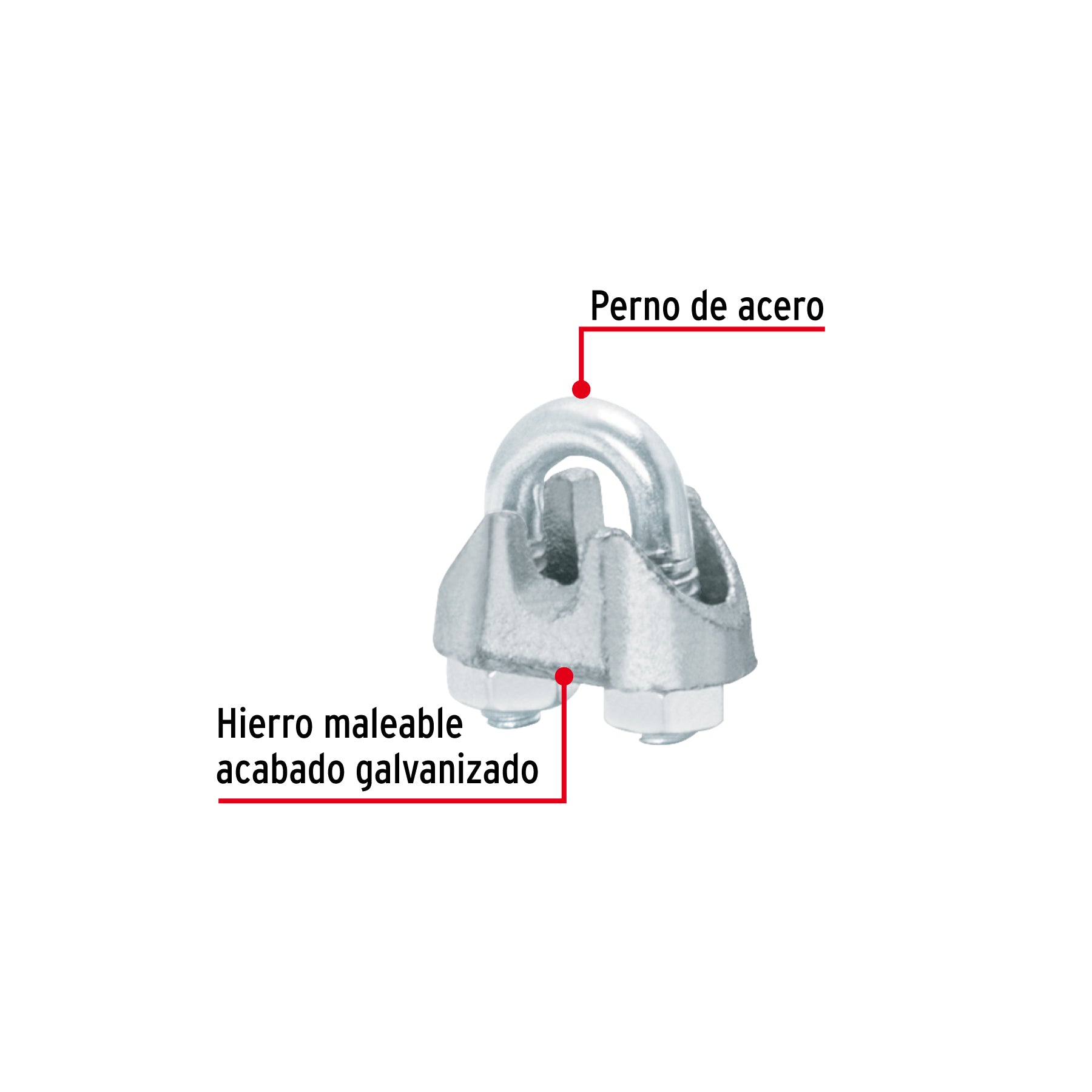 Bolsa c/100 nudos (perros) de hierro p/cable de 1/8", FIERO
