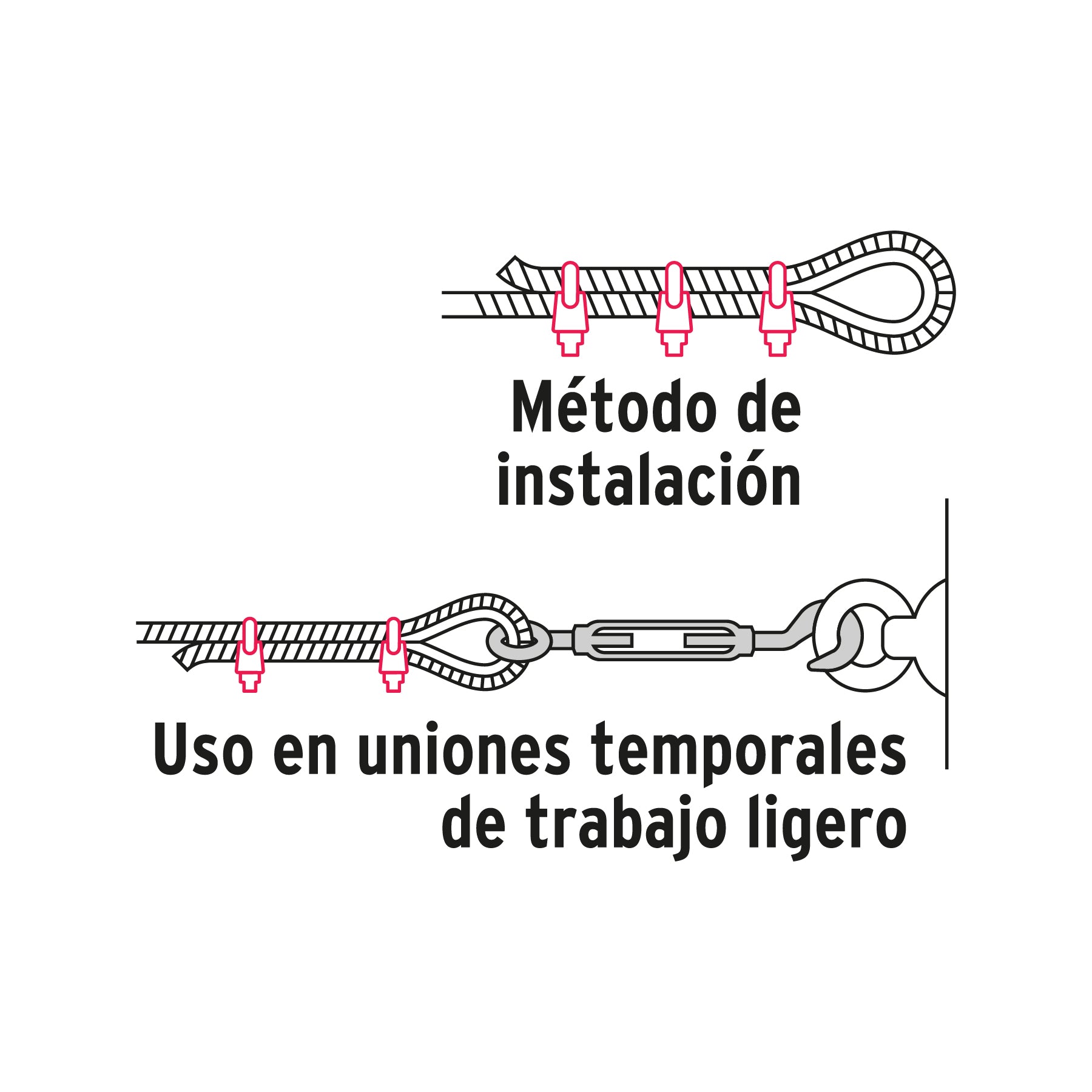 Bolsa c/100 nudos (perros) de hierro p/cable de 1/8", FIERO