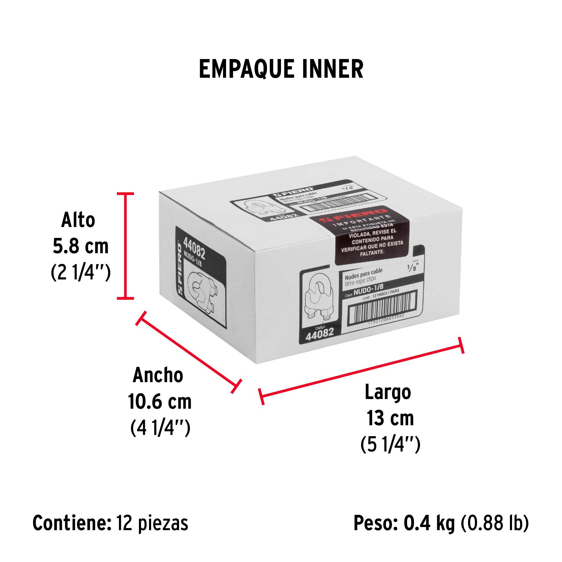 Blíster c/2 nudos (perros) de hierro p/cable de 1/8", FIERO - Empaque