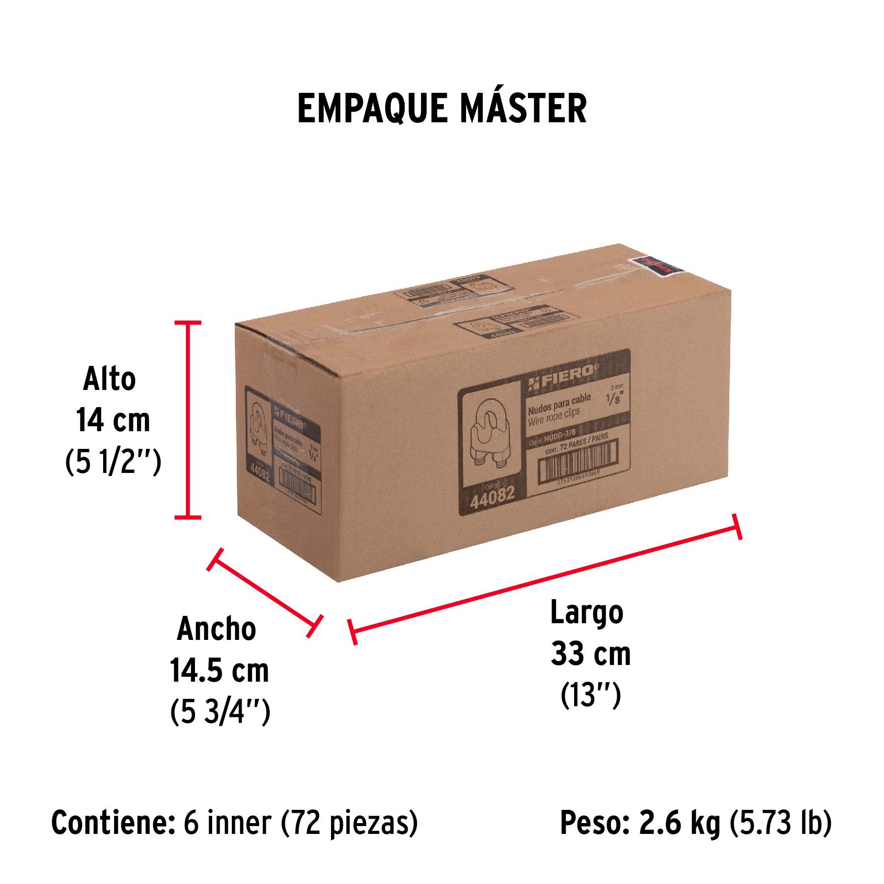 Blíster c/2 nudos (perros) de hierro p/cable de 1/8", FIERO - Empaque