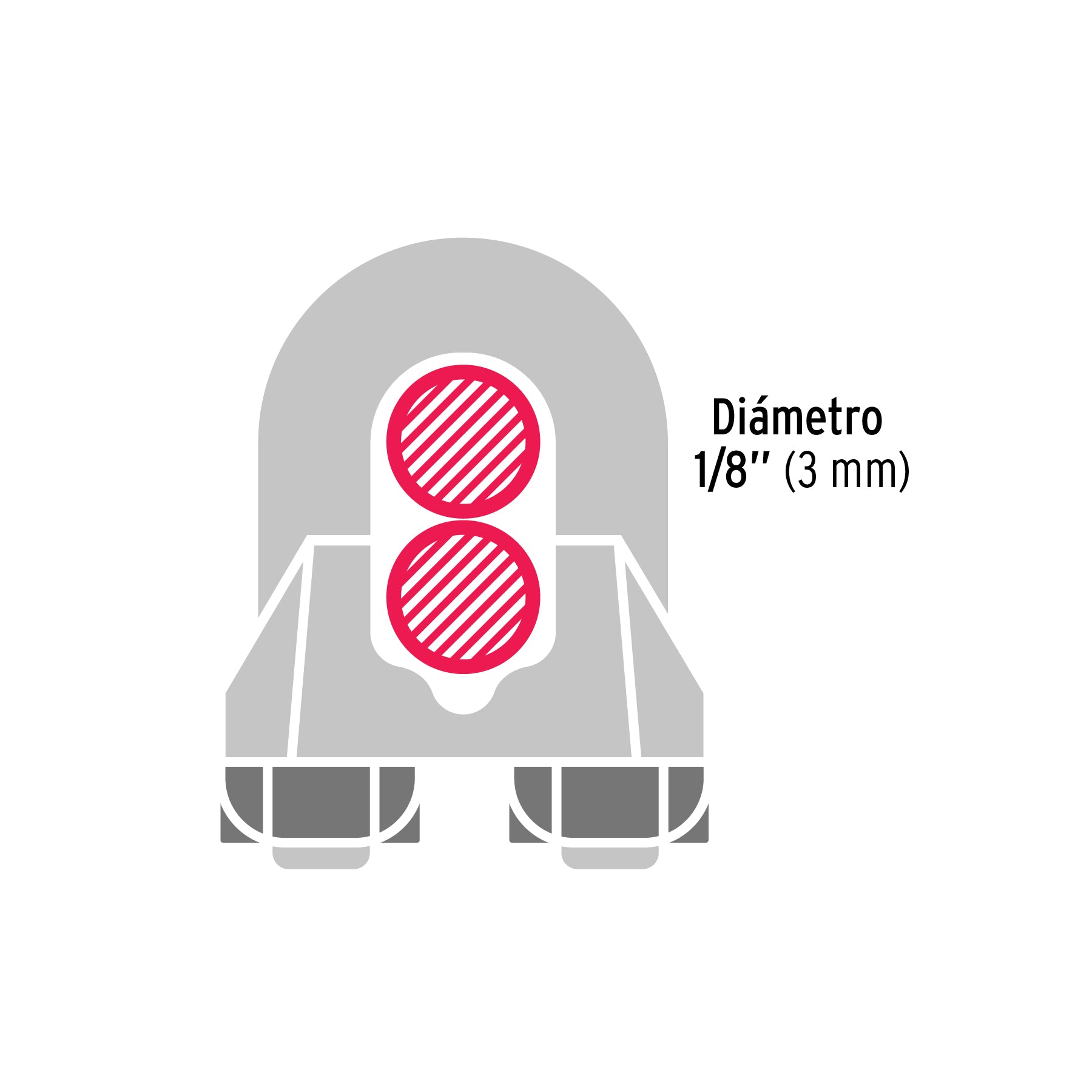 Blíster c/2 nudos (perros) de hierro p/cable de 1/8", FIERO