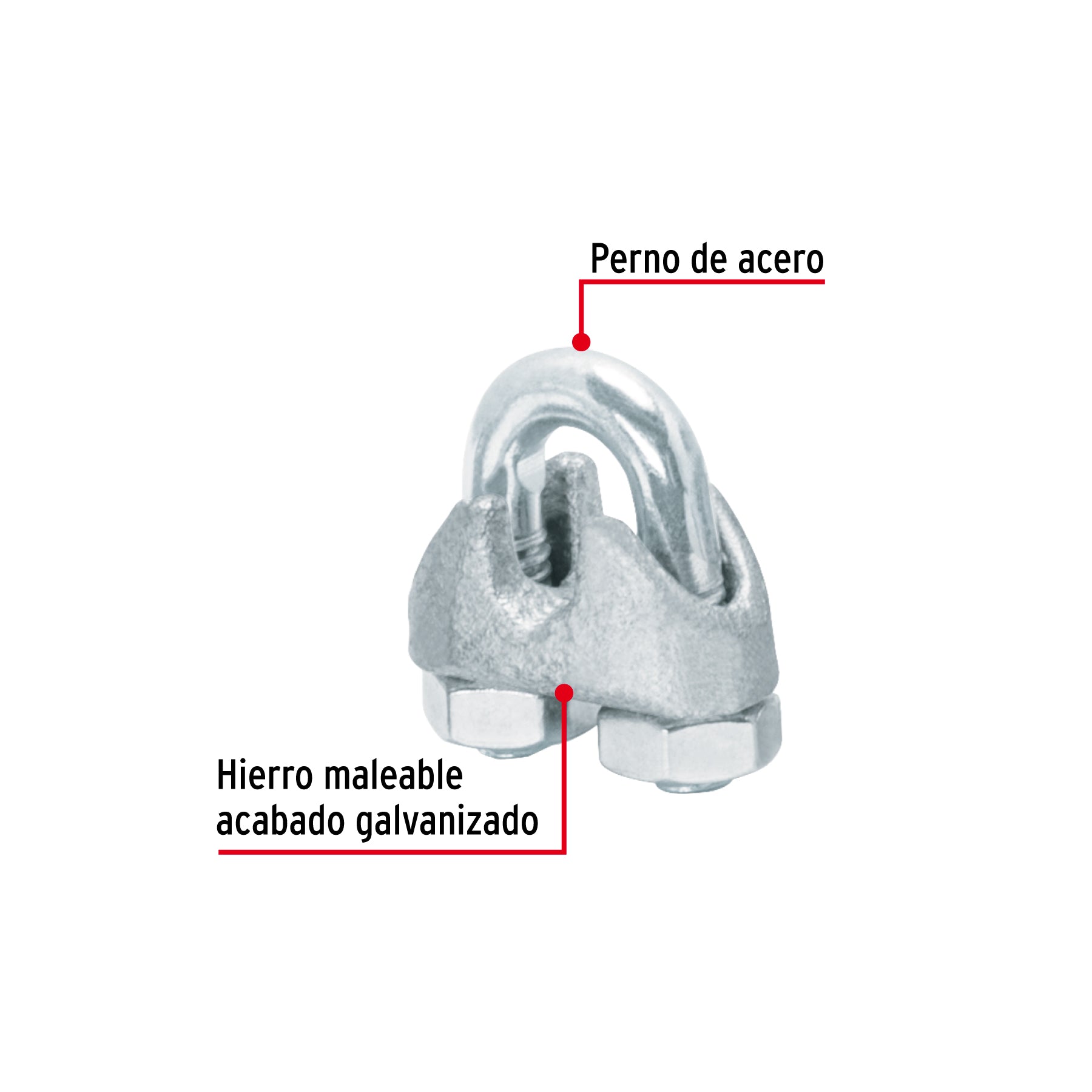Bolsa c/50 nudos (perros) de hierro p/cable de 3/16", FIERO
