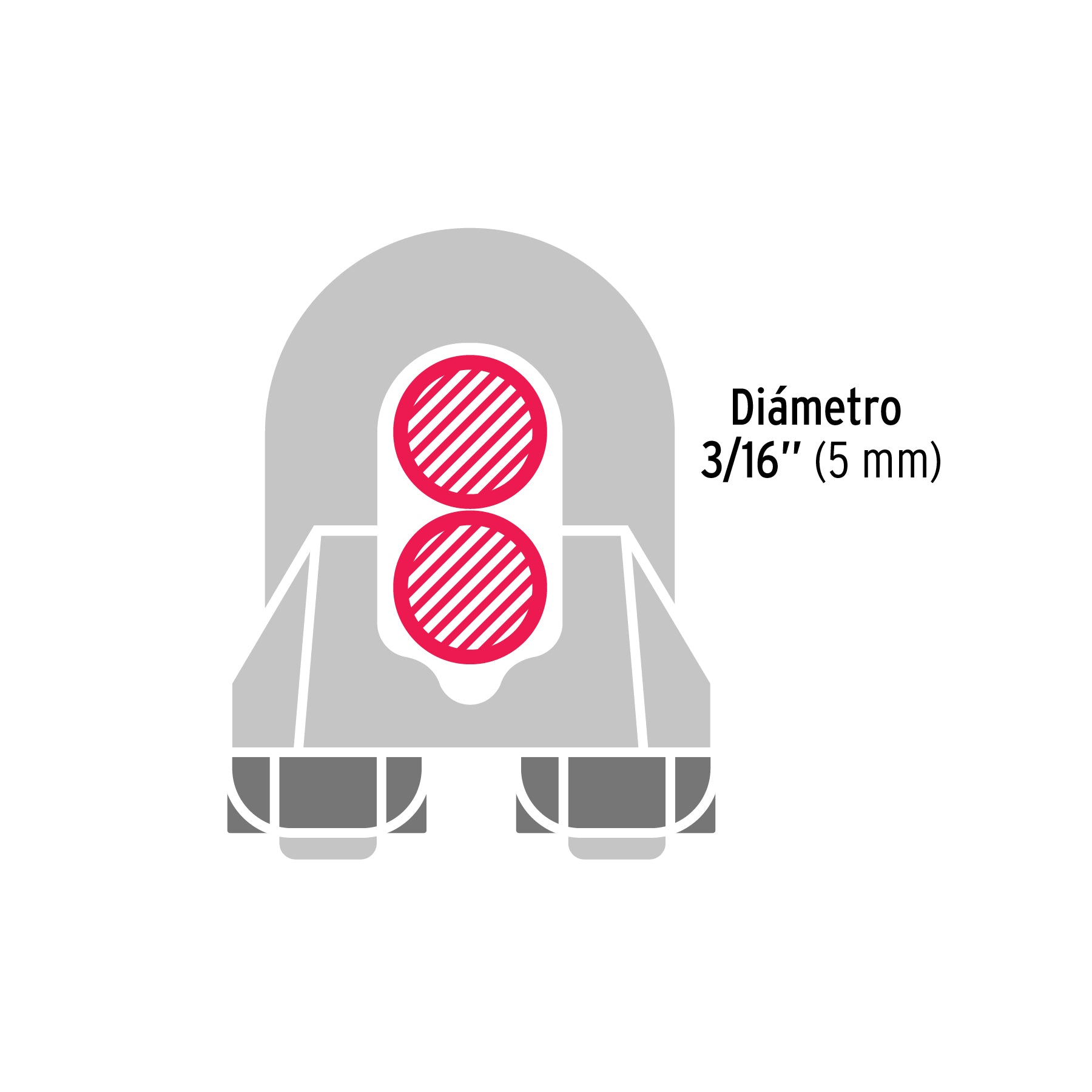 Bolsa c/50 nudos (perros) de hierro p/cable de 3/16", FIERO