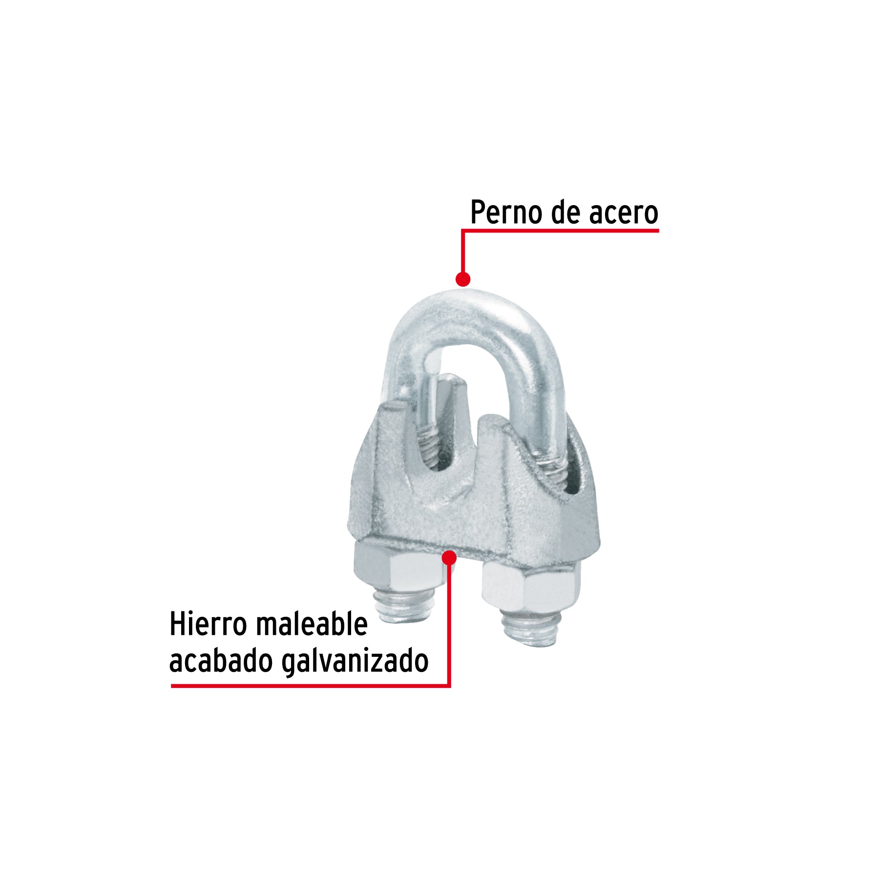Bolsa c/20 nudos (perros) de hierro p/cable de 3/8", FIERO