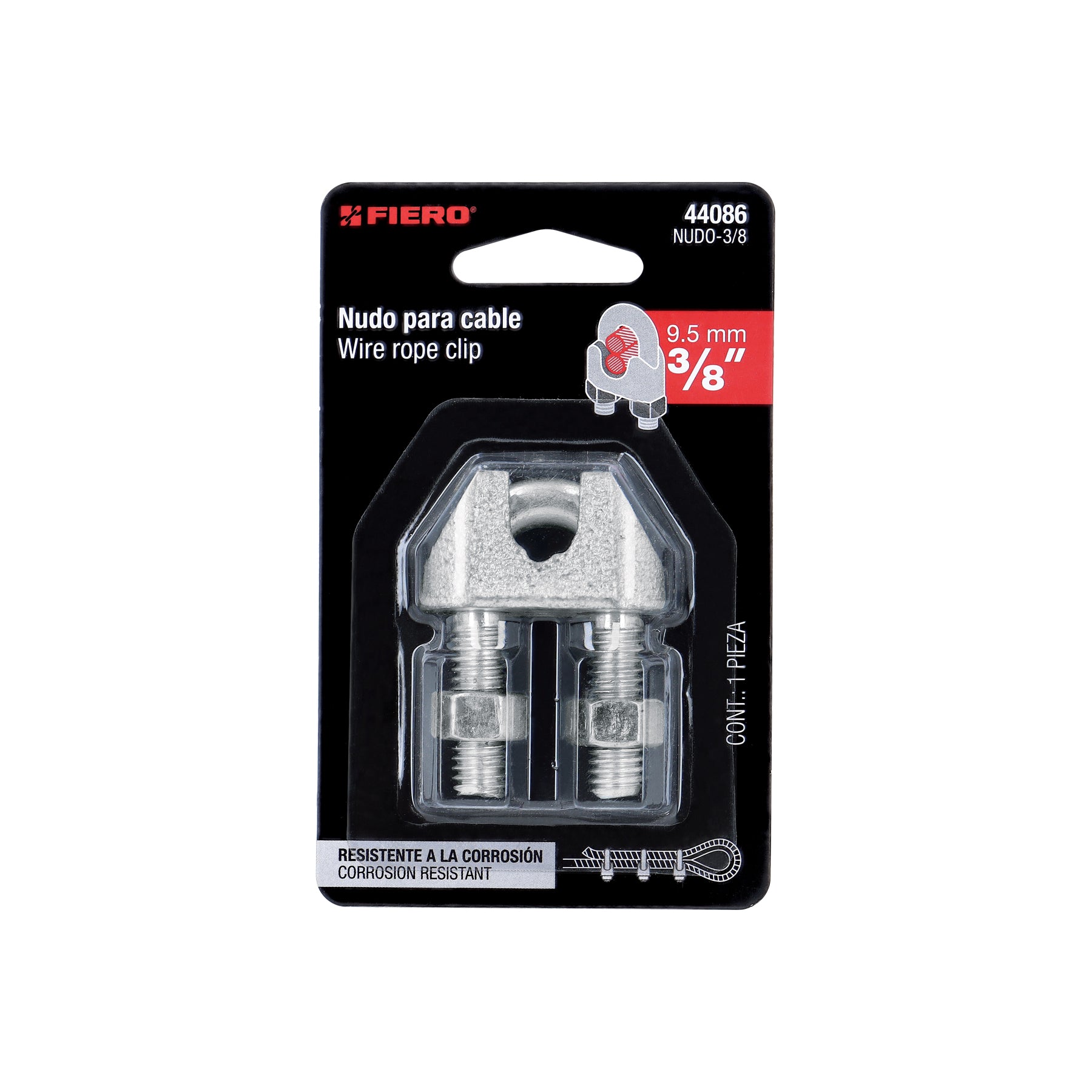 Blíster c/1 nudo (perro) de hierro p/cable de 3/8", FIERO