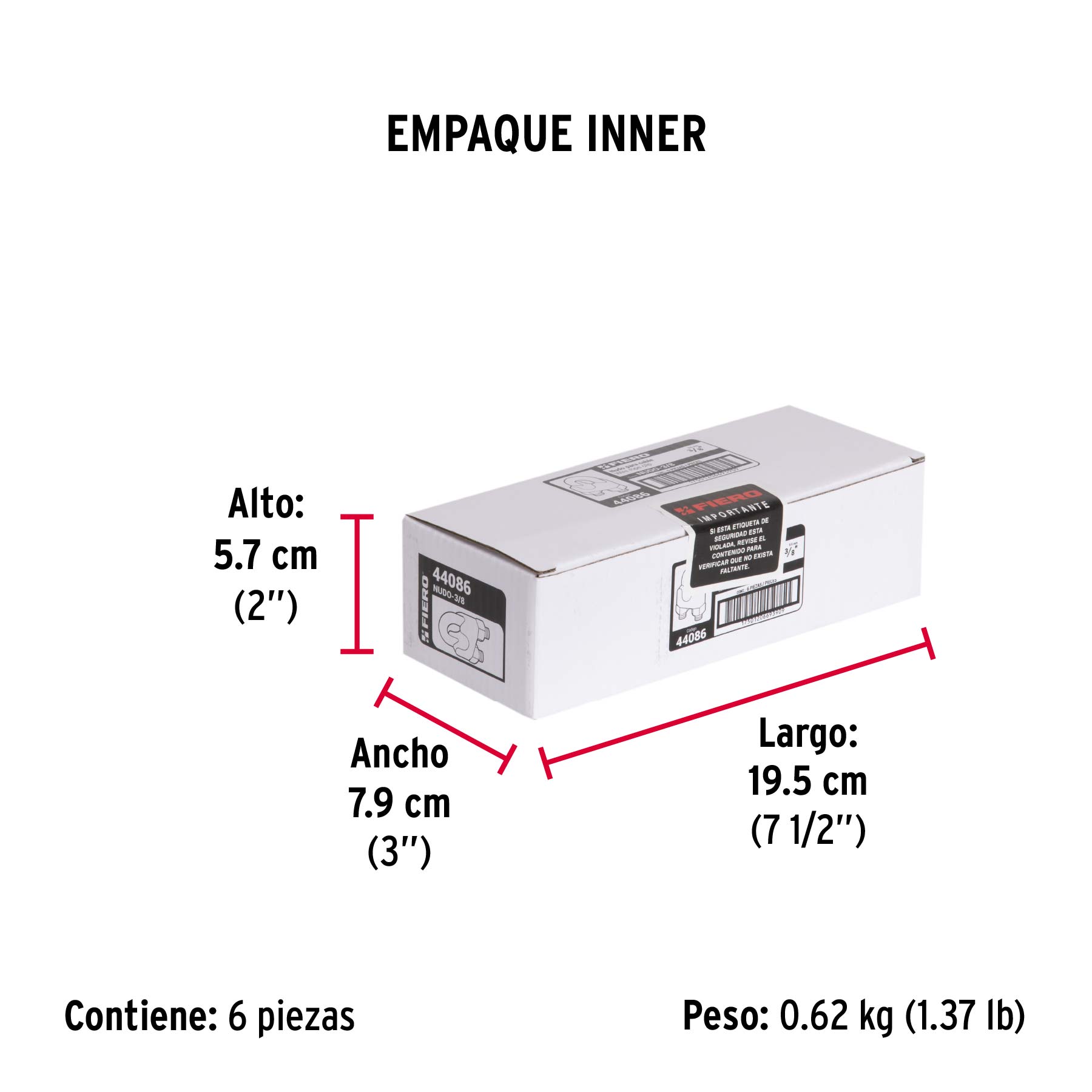 Blíster c/1 nudo (perro) de hierro p/cable de 3/8", FIERO - Empaque