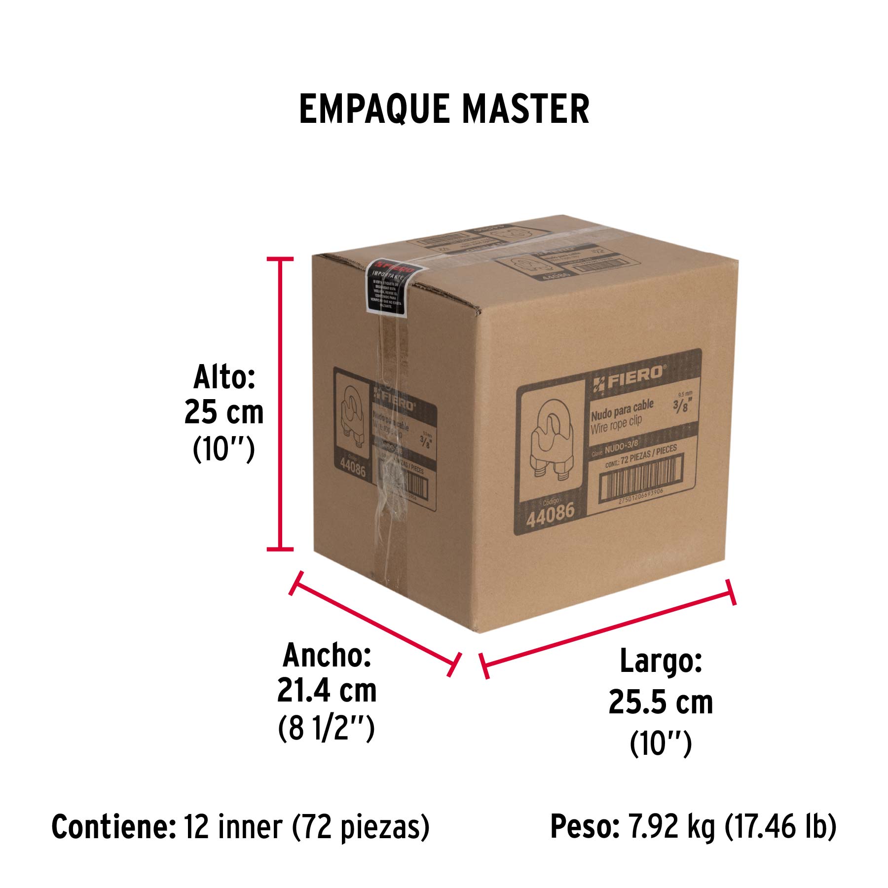 Blíster c/1 nudo (perro) de hierro p/cable de 3/8", FIERO - Empaque