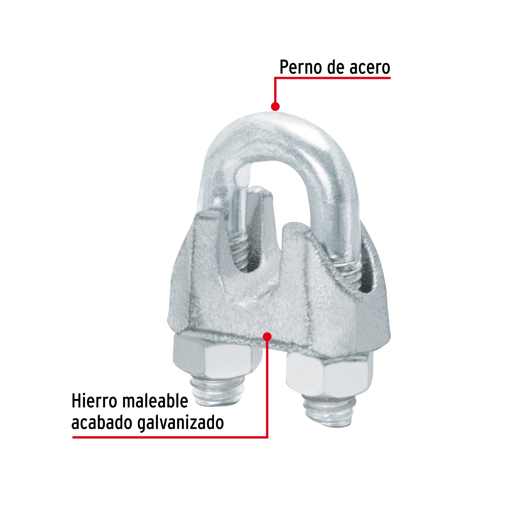 Blíster c/1 nudo (perro) de hierro p/cable de 3/8", FIERO