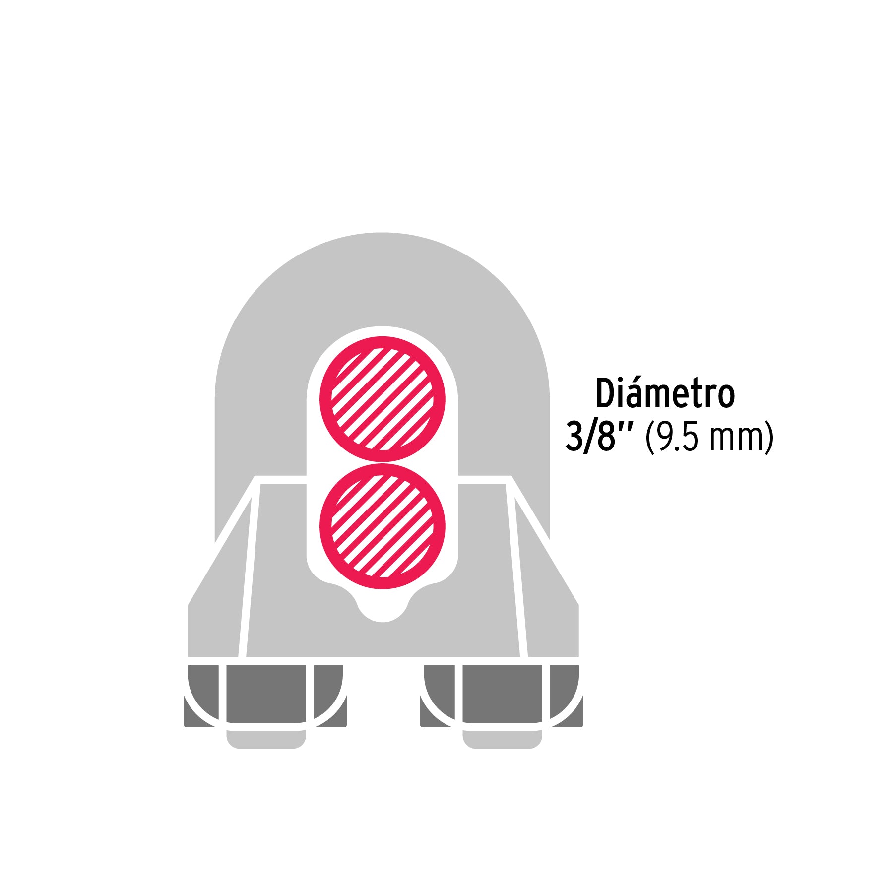 Blíster c/1 nudo (perro) de hierro p/cable de 3/8", FIERO