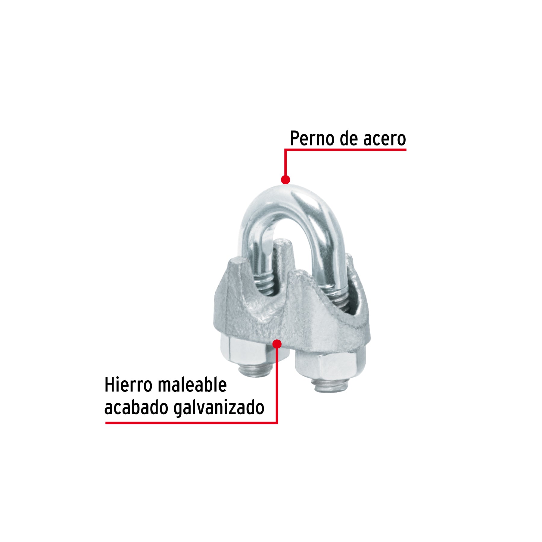 Bolsa c/25 nudos (perros) de hierro p/cable de 5/16", FIERO
