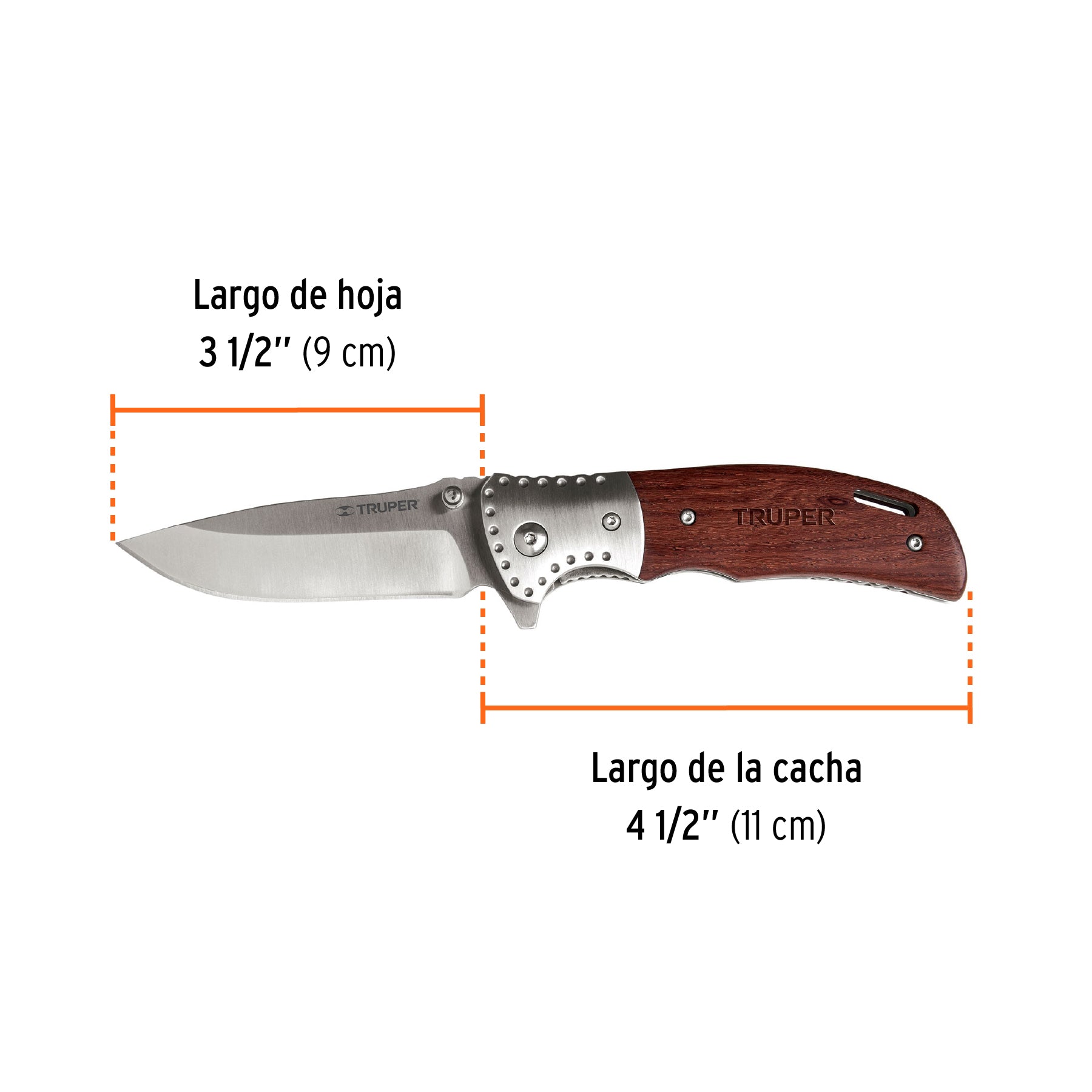 Navaja abatible 4-1/2" mango de madera, TRUPER
