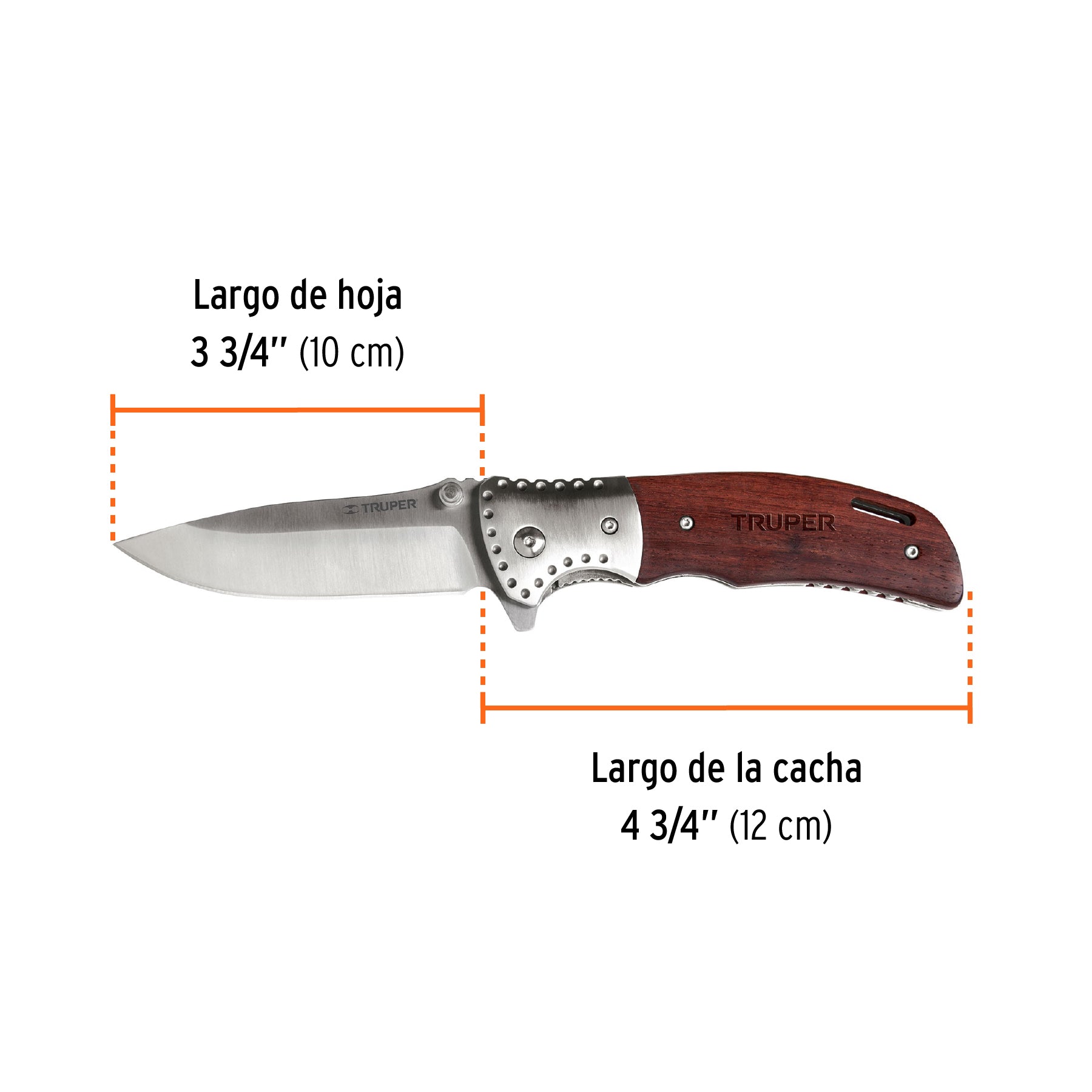 Navaja abatible 4-3/4" mango de madera, TRUPER