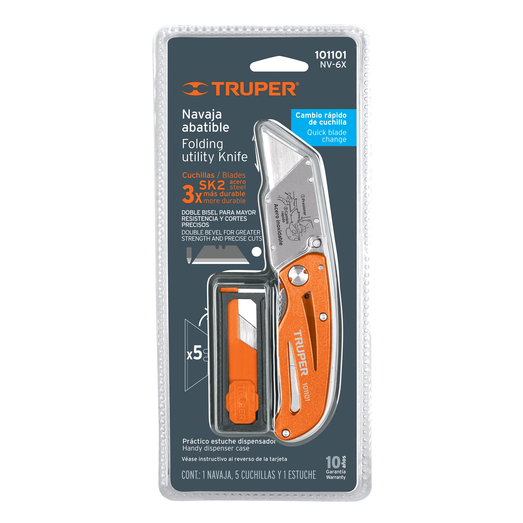 Navaja abatible 6" cuerpo de aluminio y acero inox, TRUPER