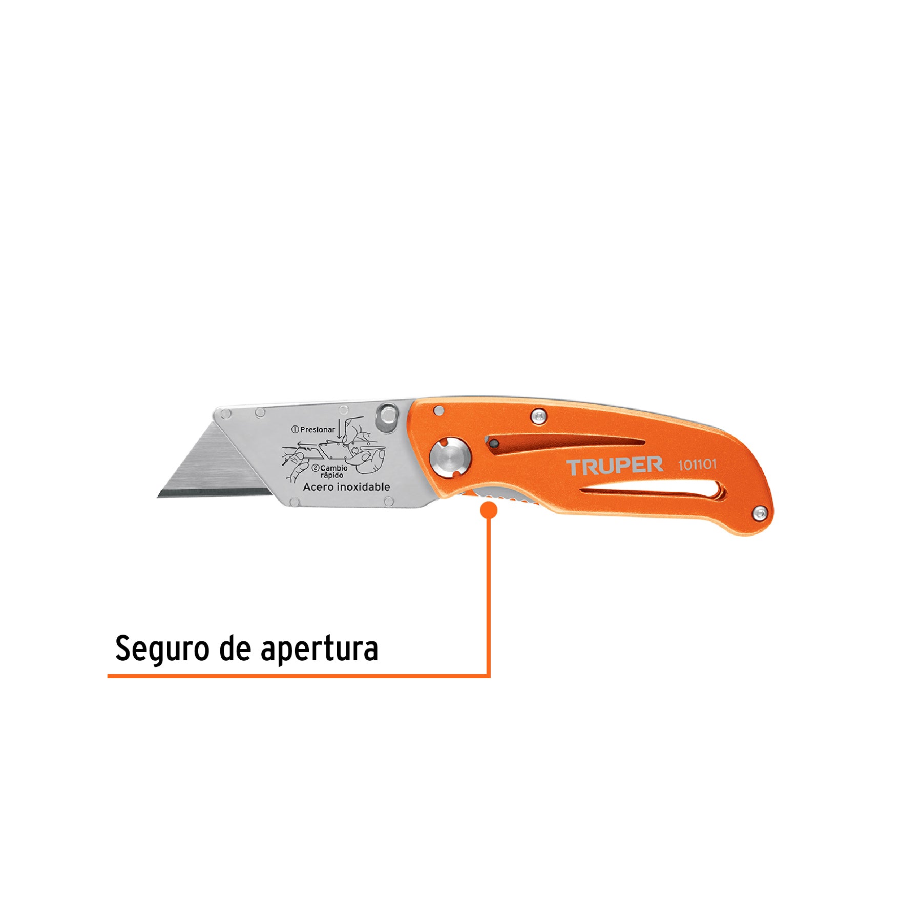 Navaja abatible 6" cuerpo de aluminio y acero inox, TRUPER