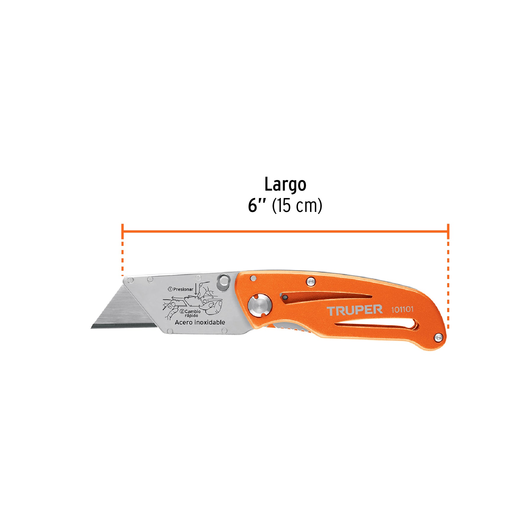 Navaja abatible 6" cuerpo de aluminio y acero inox, TRUPER