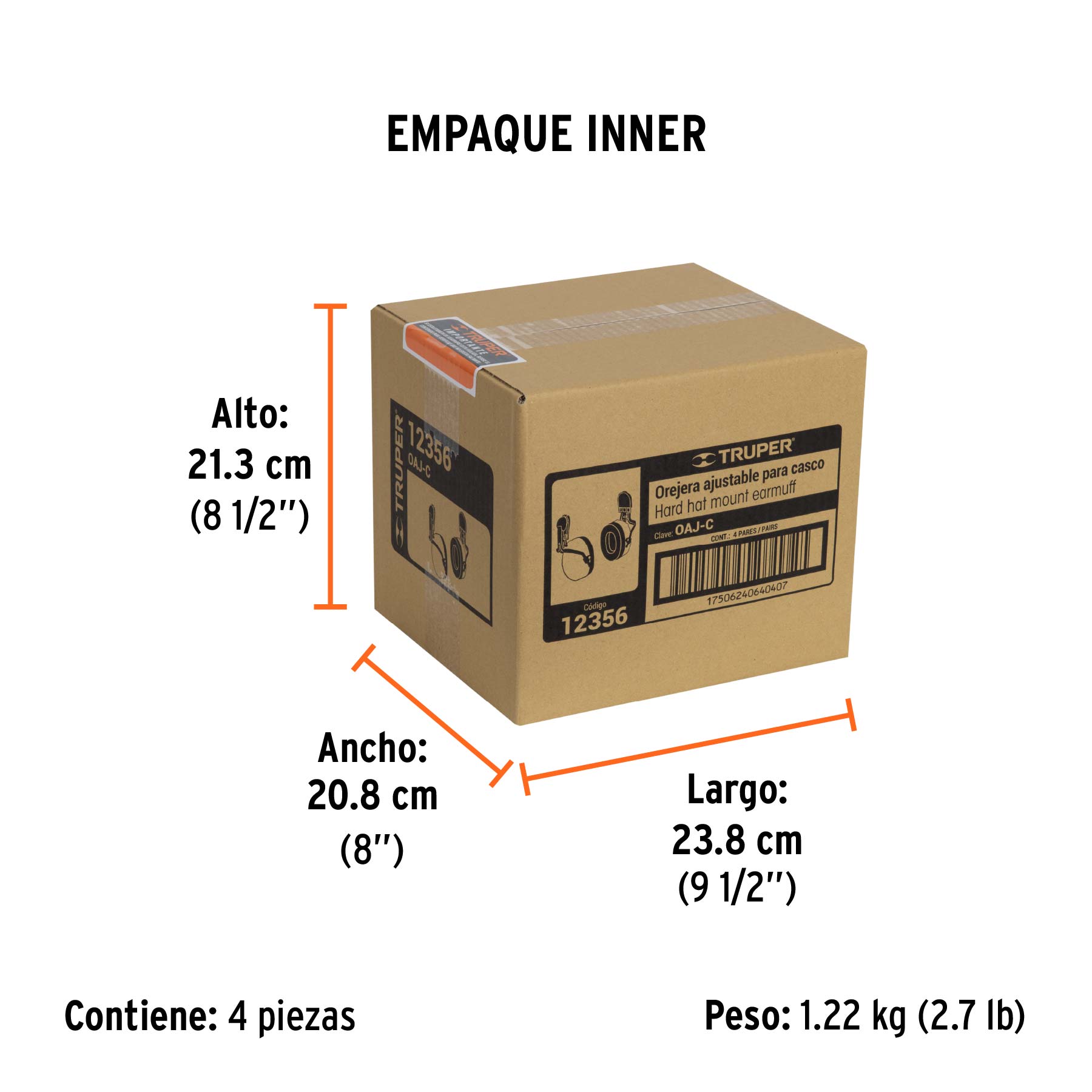 Orejera ajustable para casco, TRUPER - Empaque