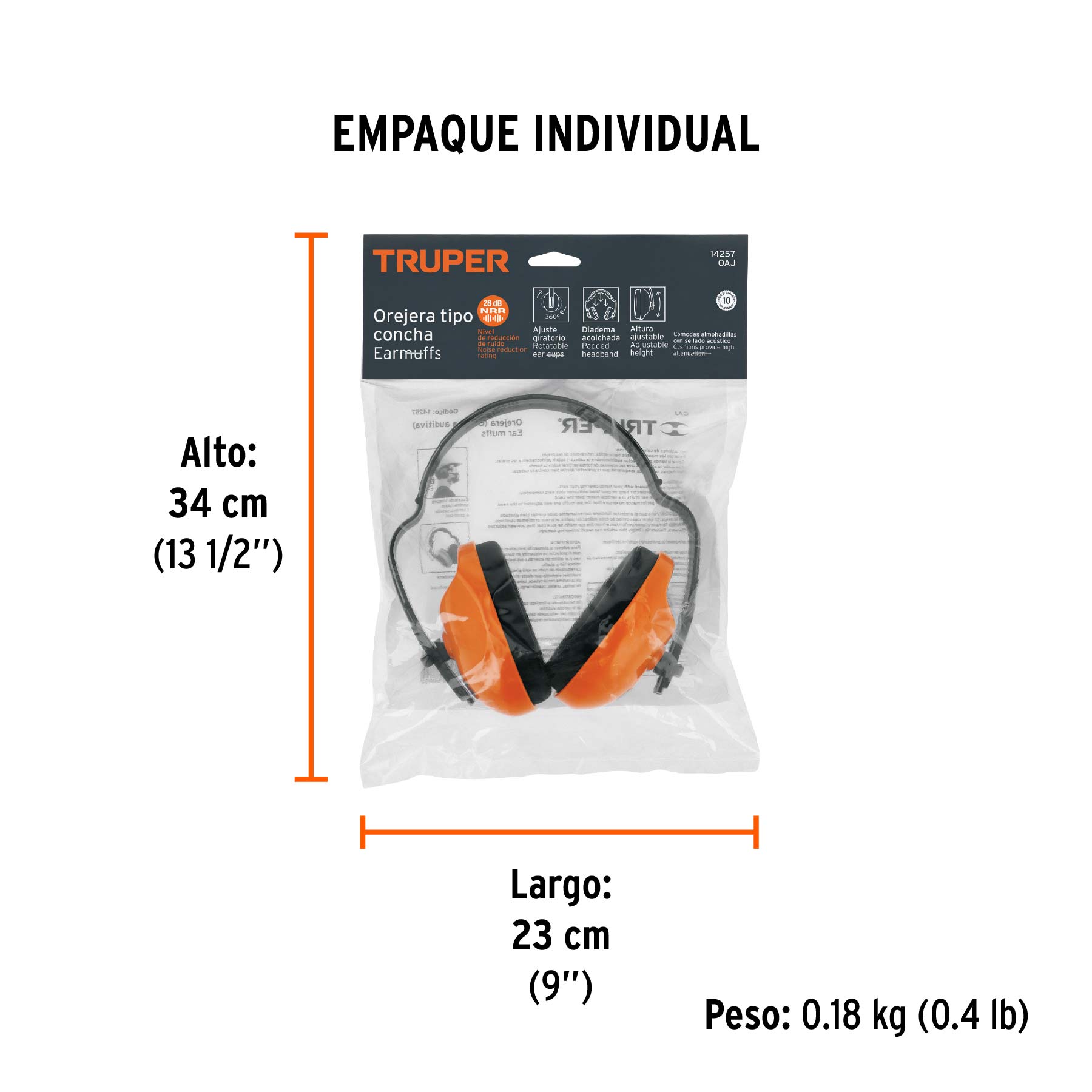 Orejera ajustable, TRUPER - Empaque