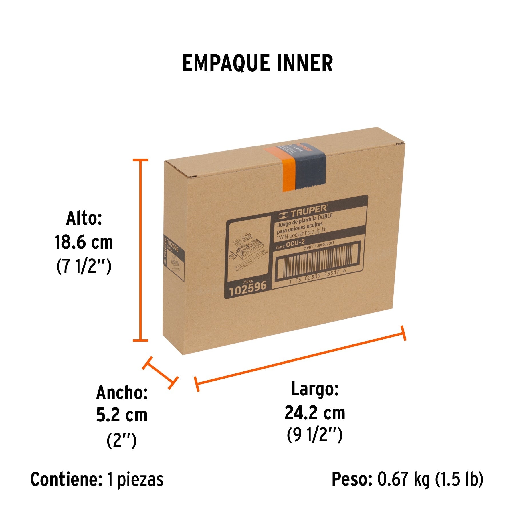 Juego de plantilla para uniones ocultas con dos tornillos - Empaque