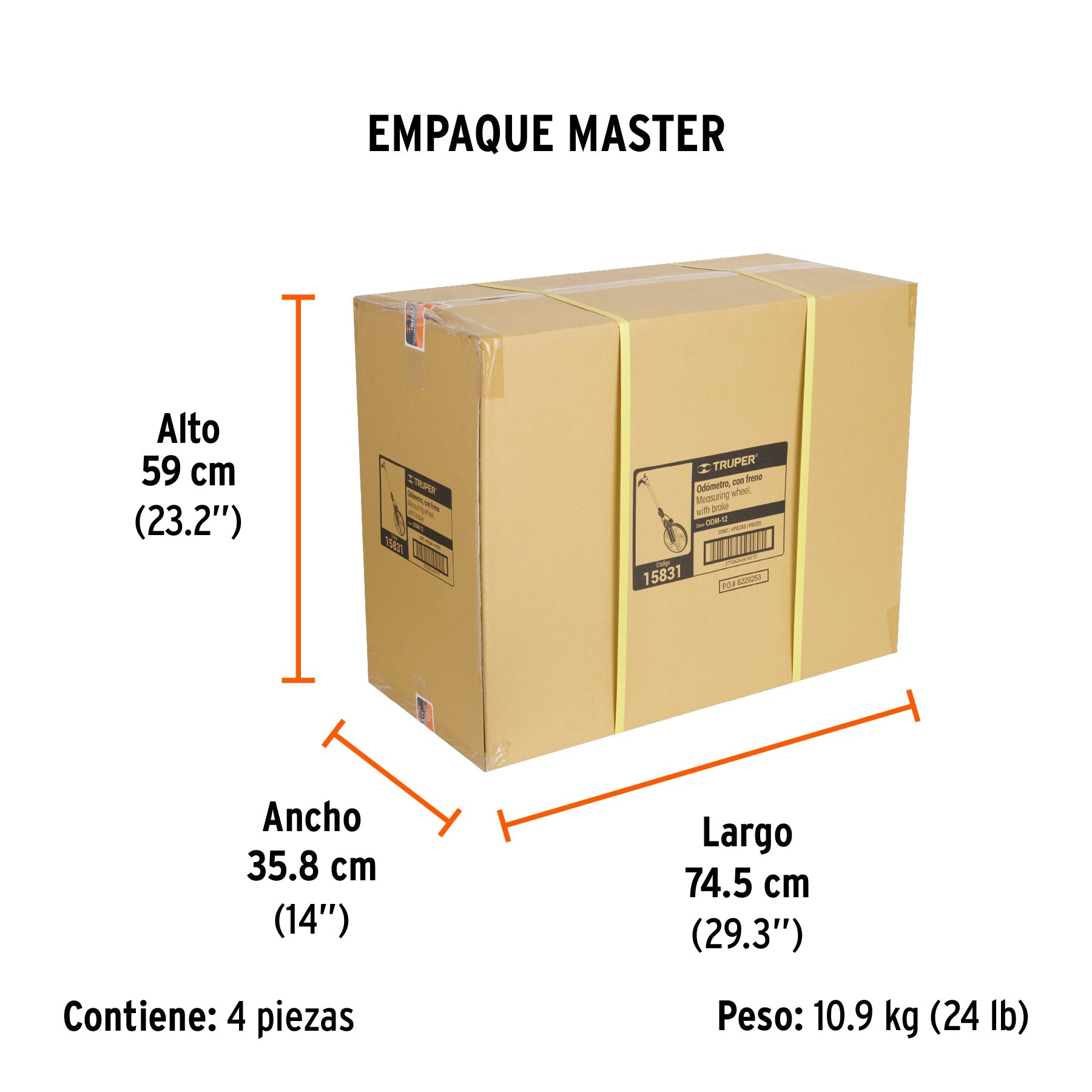 Odómetro con freno, rueda de 13", TRUPER - Empaque