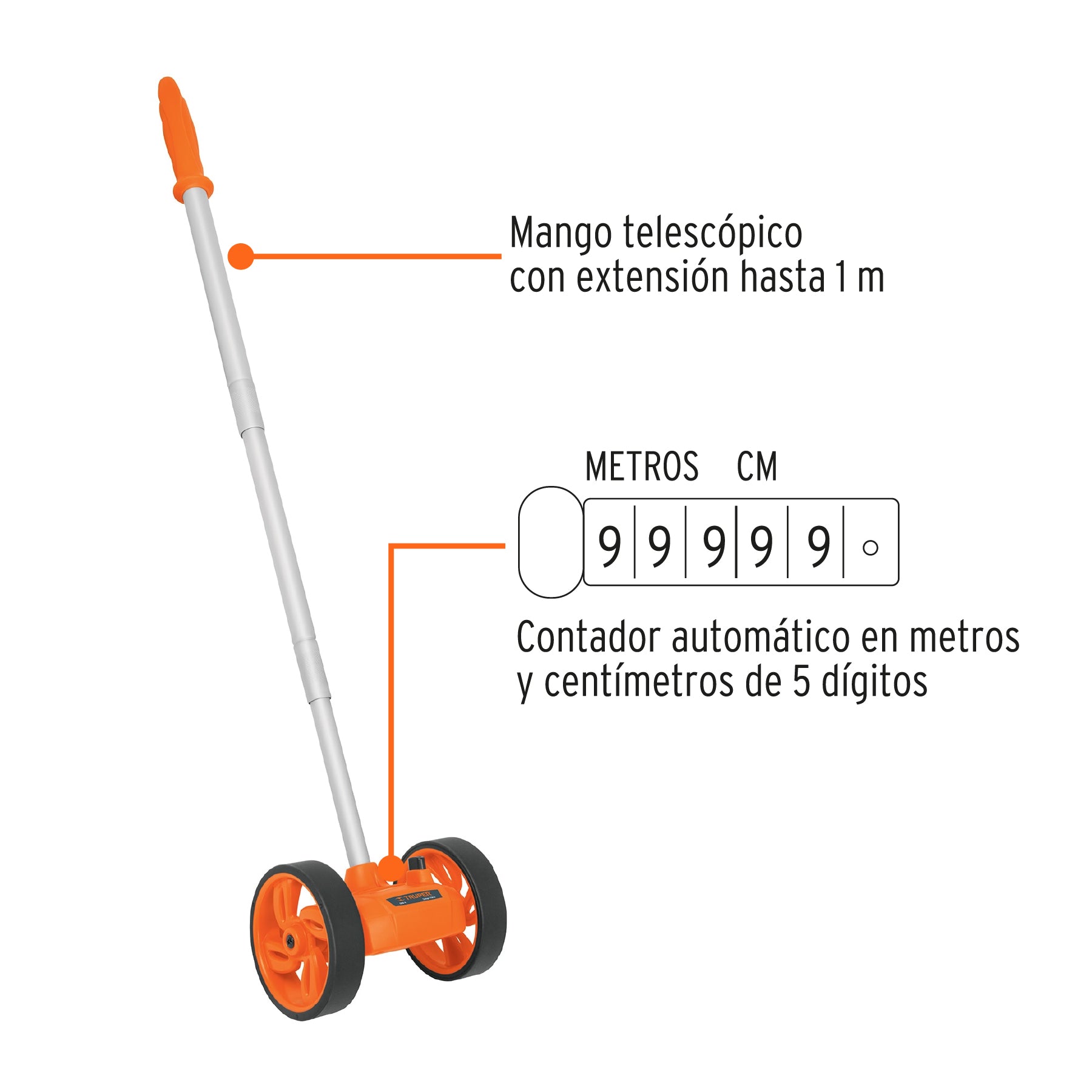 Odómetro con doble rueda de 4", TRUPER
