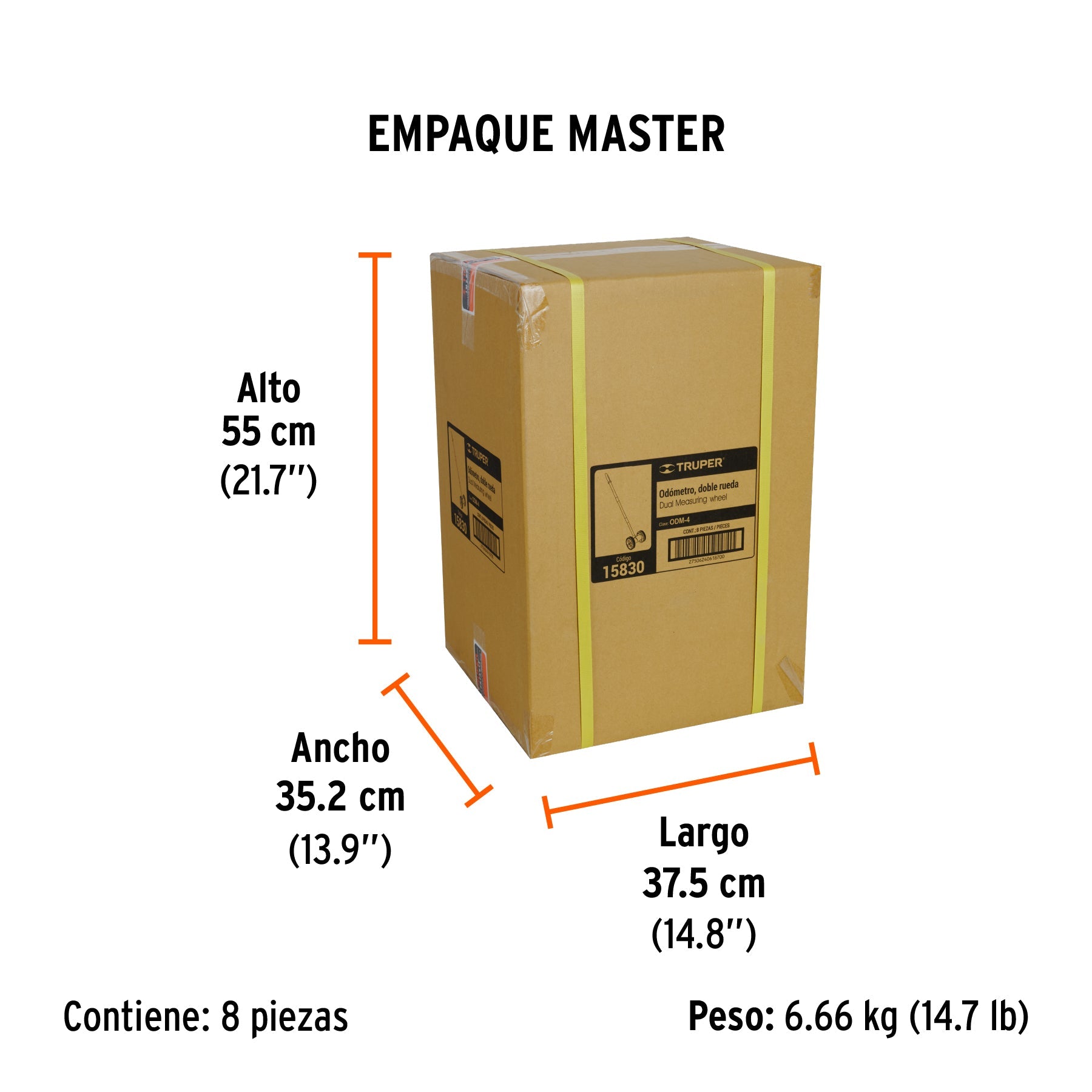 Odómetro con doble rueda de 4", TRUPER - Empaque