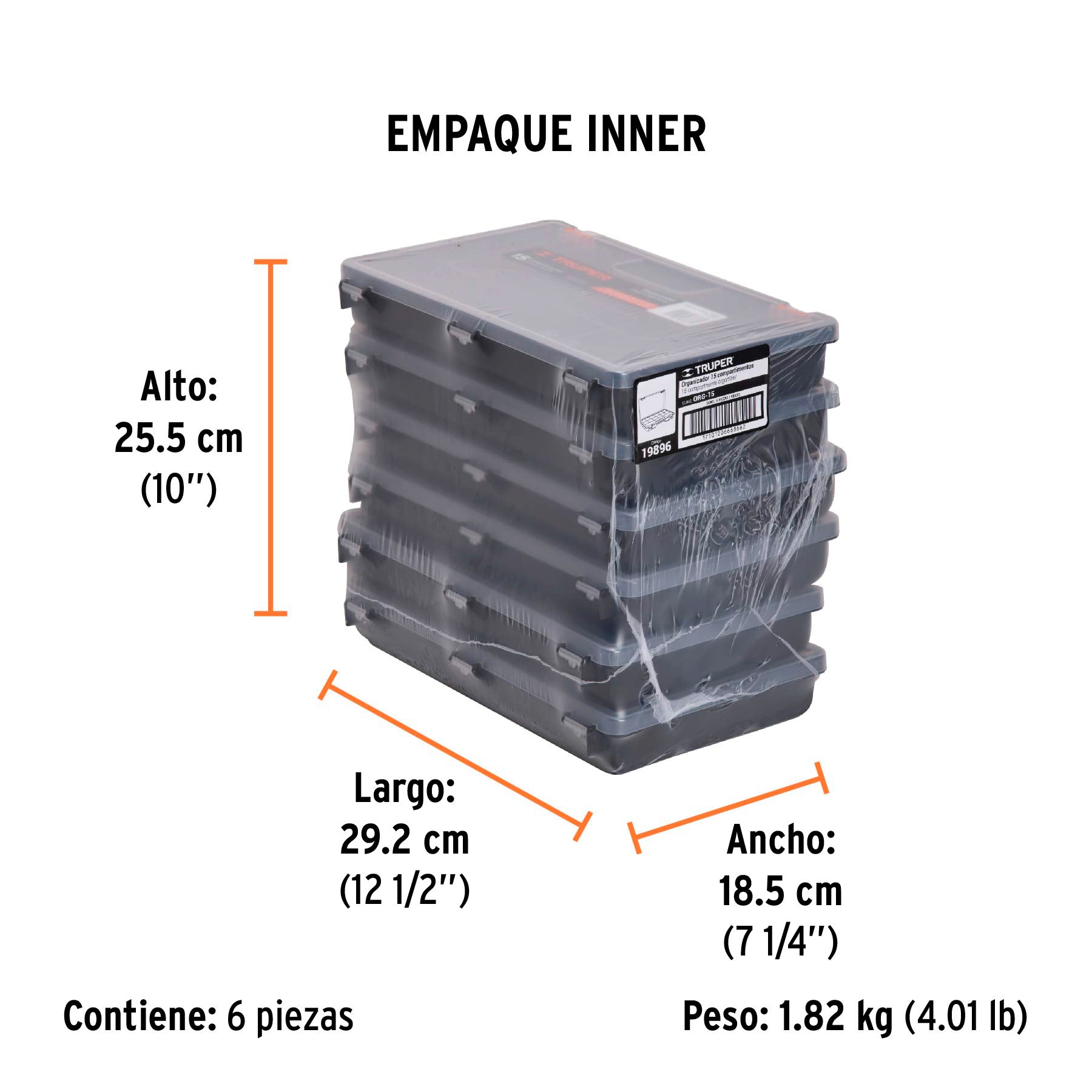 Organizador 11" con 15 compartimentos, TRUPER - Empaque